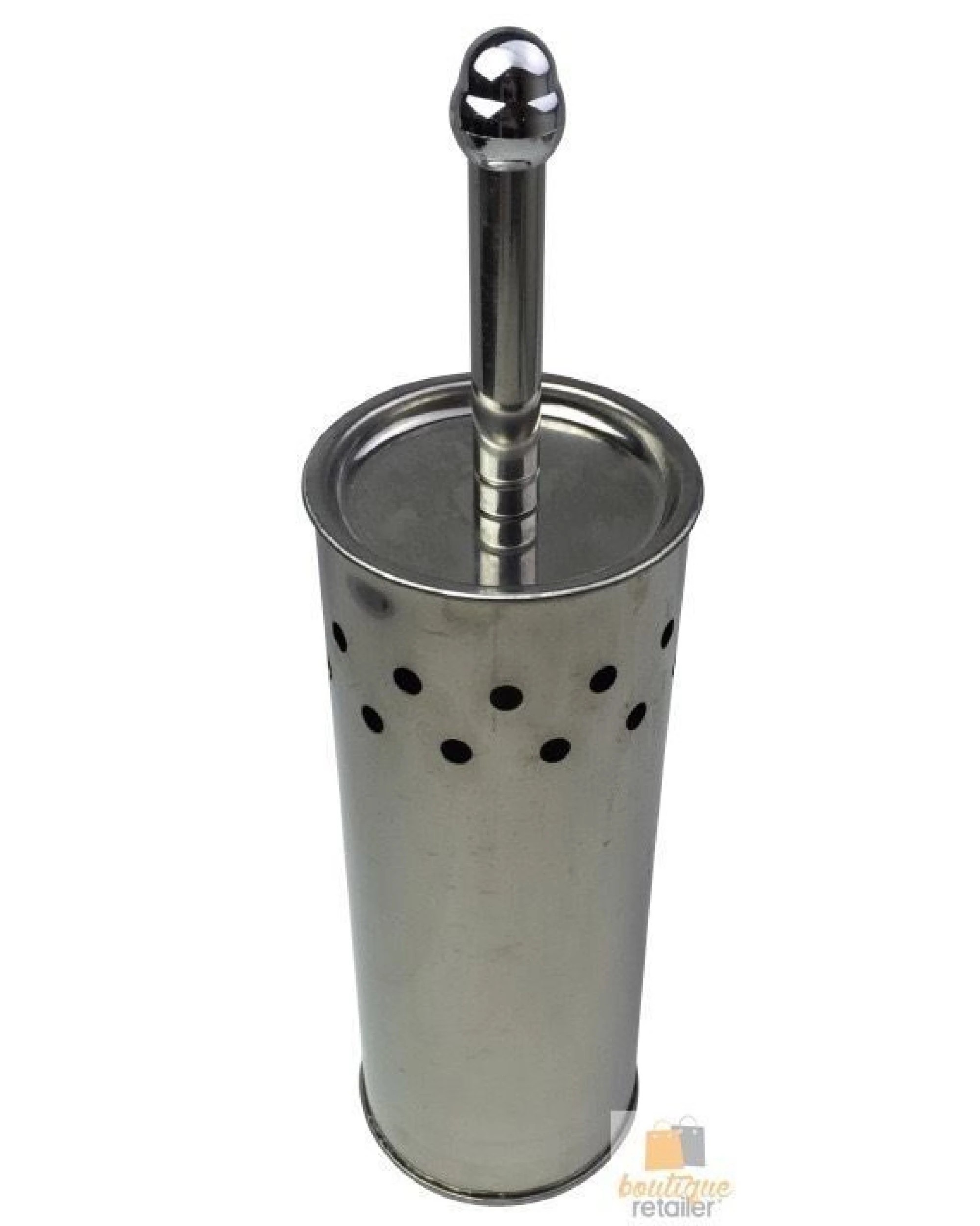 3 BR Home Toilet Brush Holder Metal Stainless Steel Bathroom Set Handle Round Cover Clean, 3 of 8