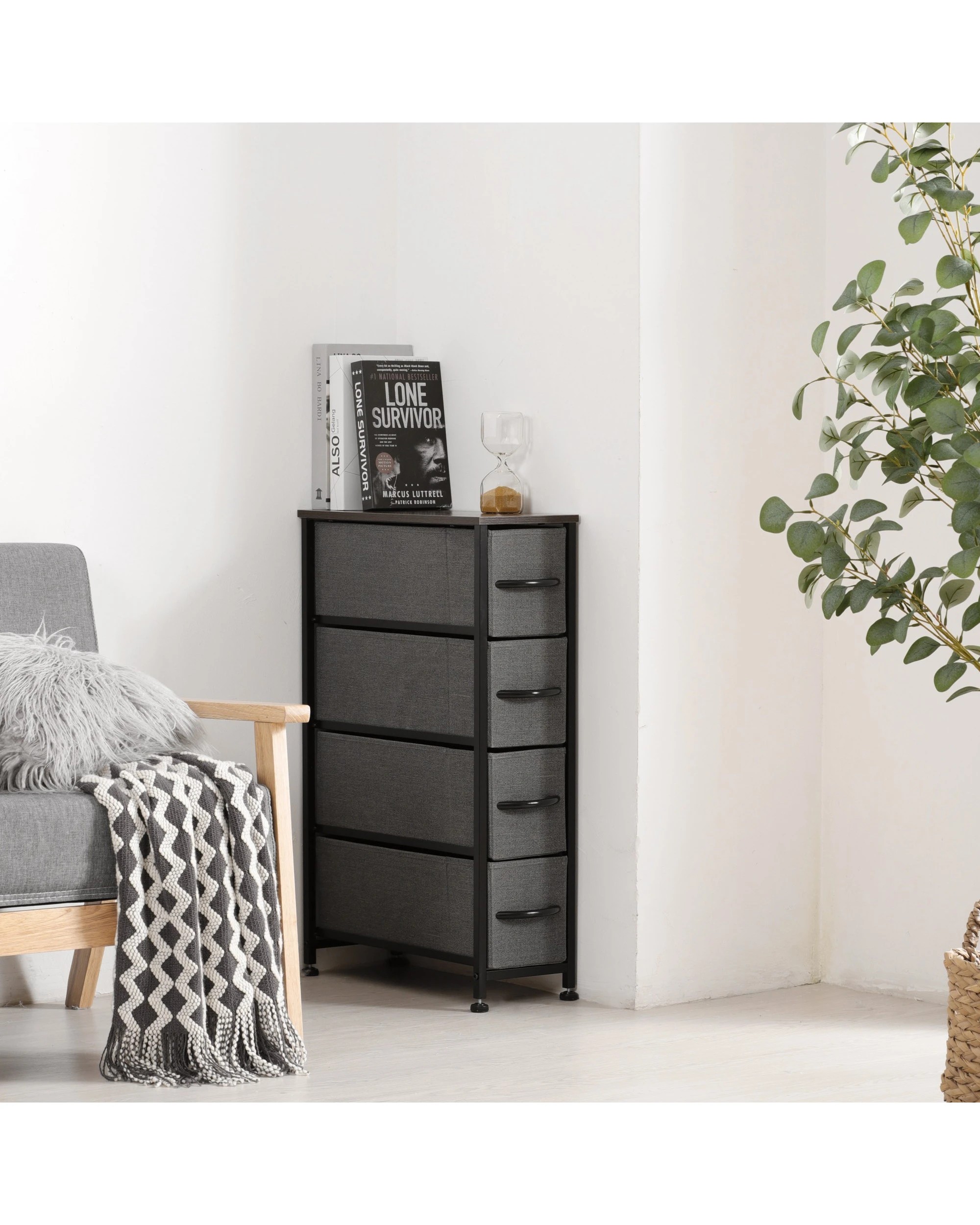 2 Sherwood Luna 4 Drawer Fabric Tallboy - Charcoal, 2 of 7