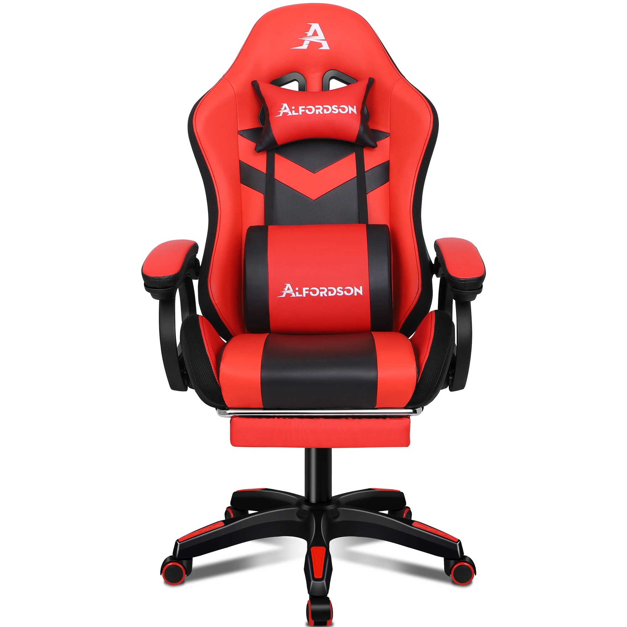 4 Alfordson Gaming Office Chair 12 RGB LED Massage Computer Seat Footrest - Red, 4 of 10