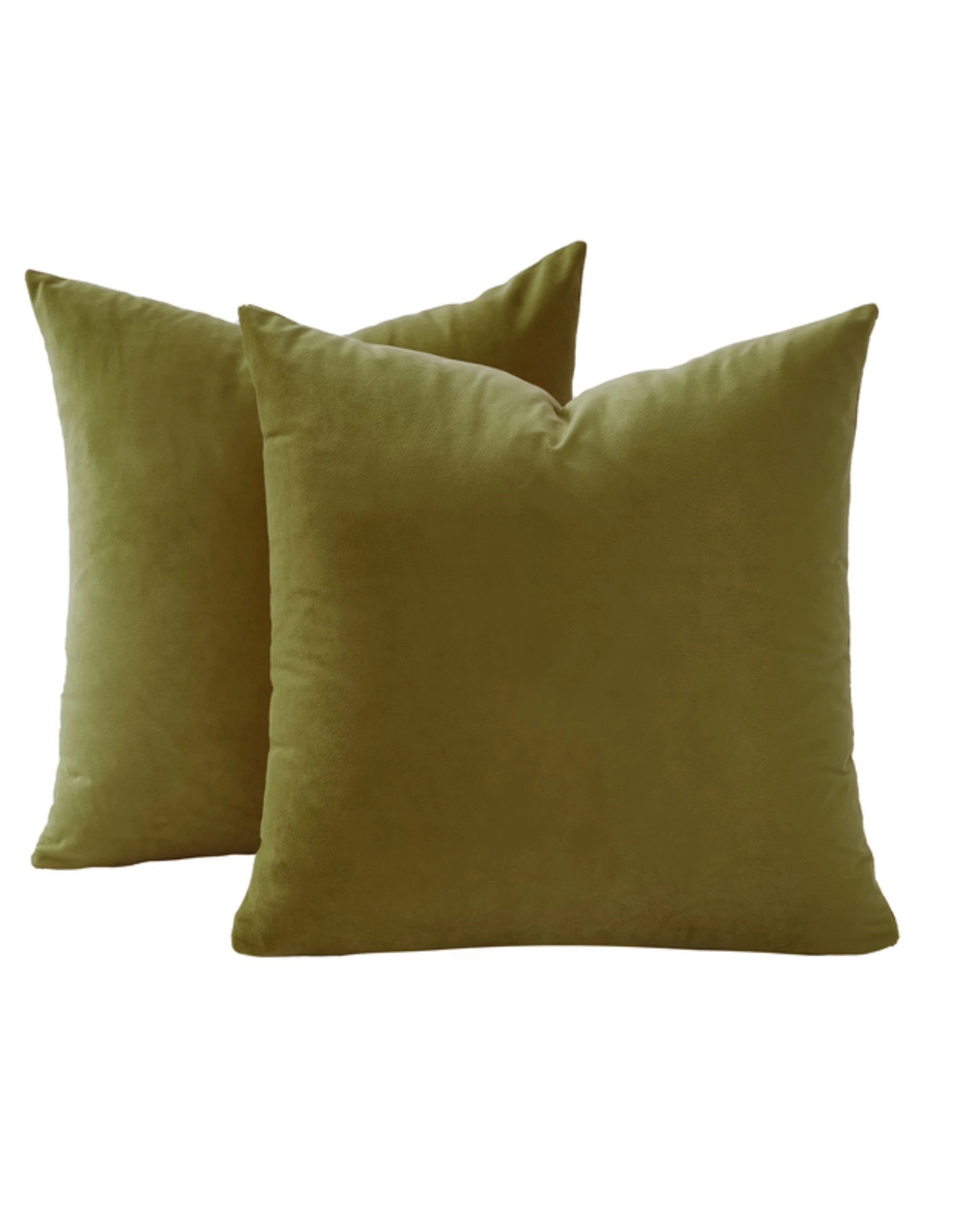 1 Gioia Casa 2-Pack Velvet Cushion Covers 45x45cm - Olive Green, 1 of 2