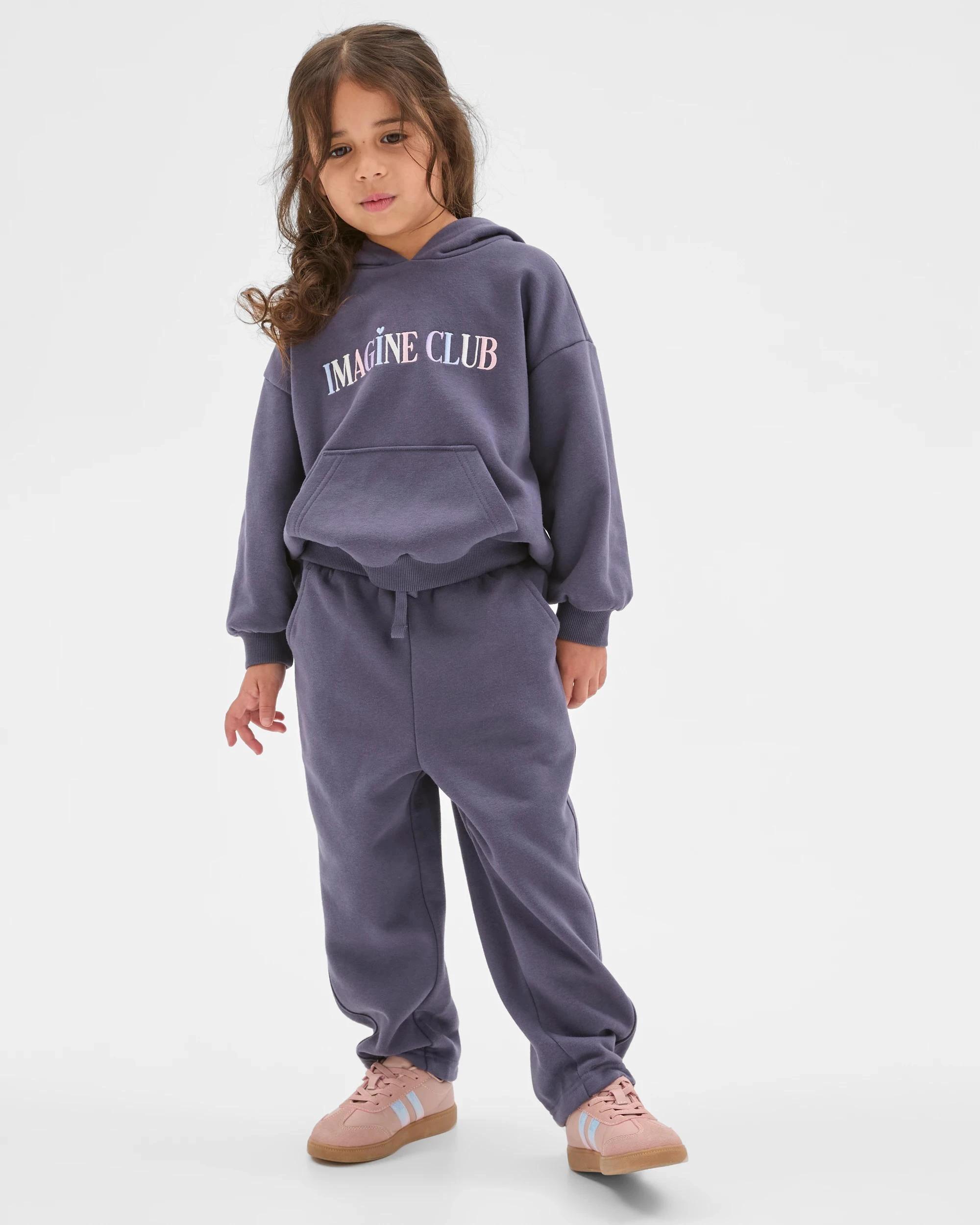 1 Target Kids Fashion Heavyweight Barrel Leg Trackpants DARK PURPLE, 1 of 6