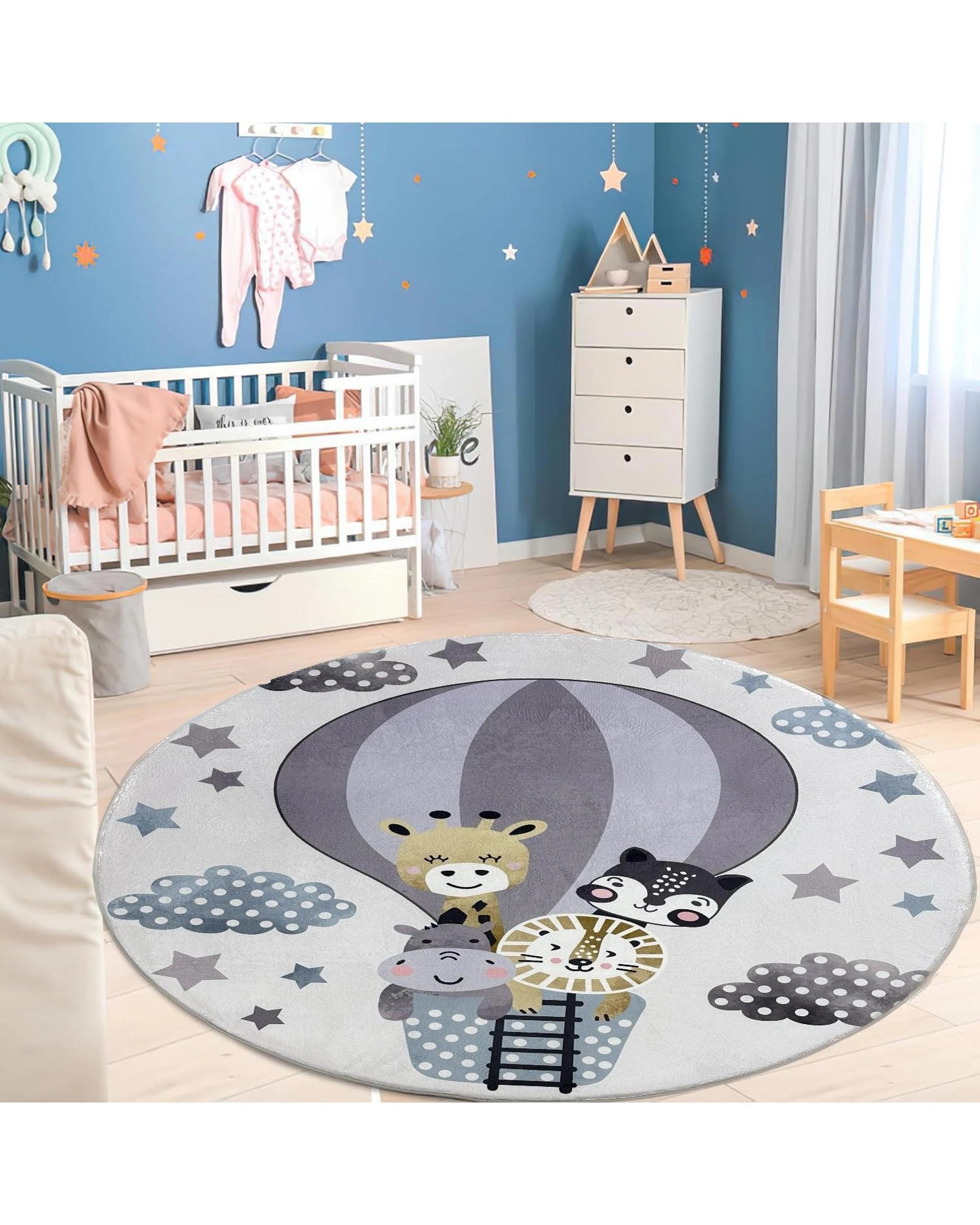3 La Grace Home Ultra Soft Plush Kids Ballon Grey Mat - 120x120cm, 3 of 3