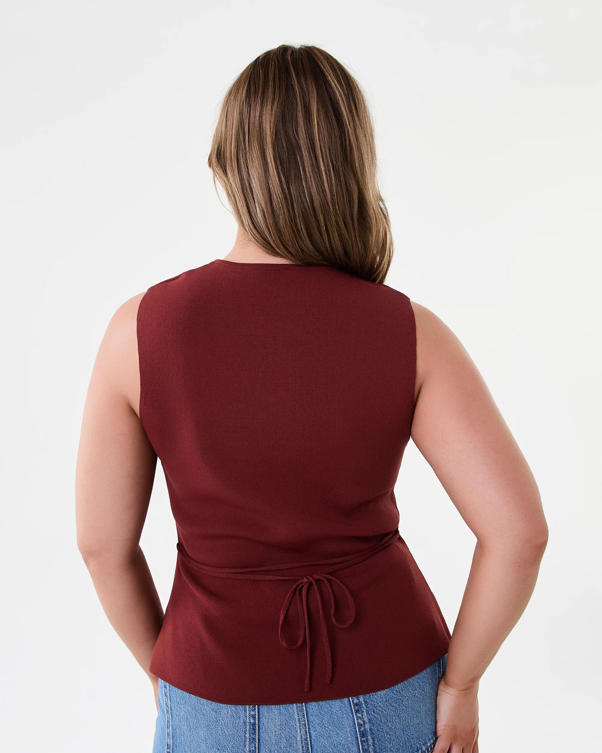 3 Sleeveless Tie Waistcoat Burnt Rust, 3 of 7