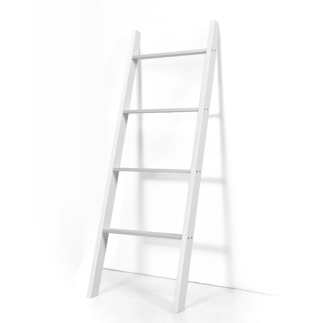 1 Costway 4-Tier Wall Leaning Blanket Ladder Wood Blankets Holder Rack, 1 of 10