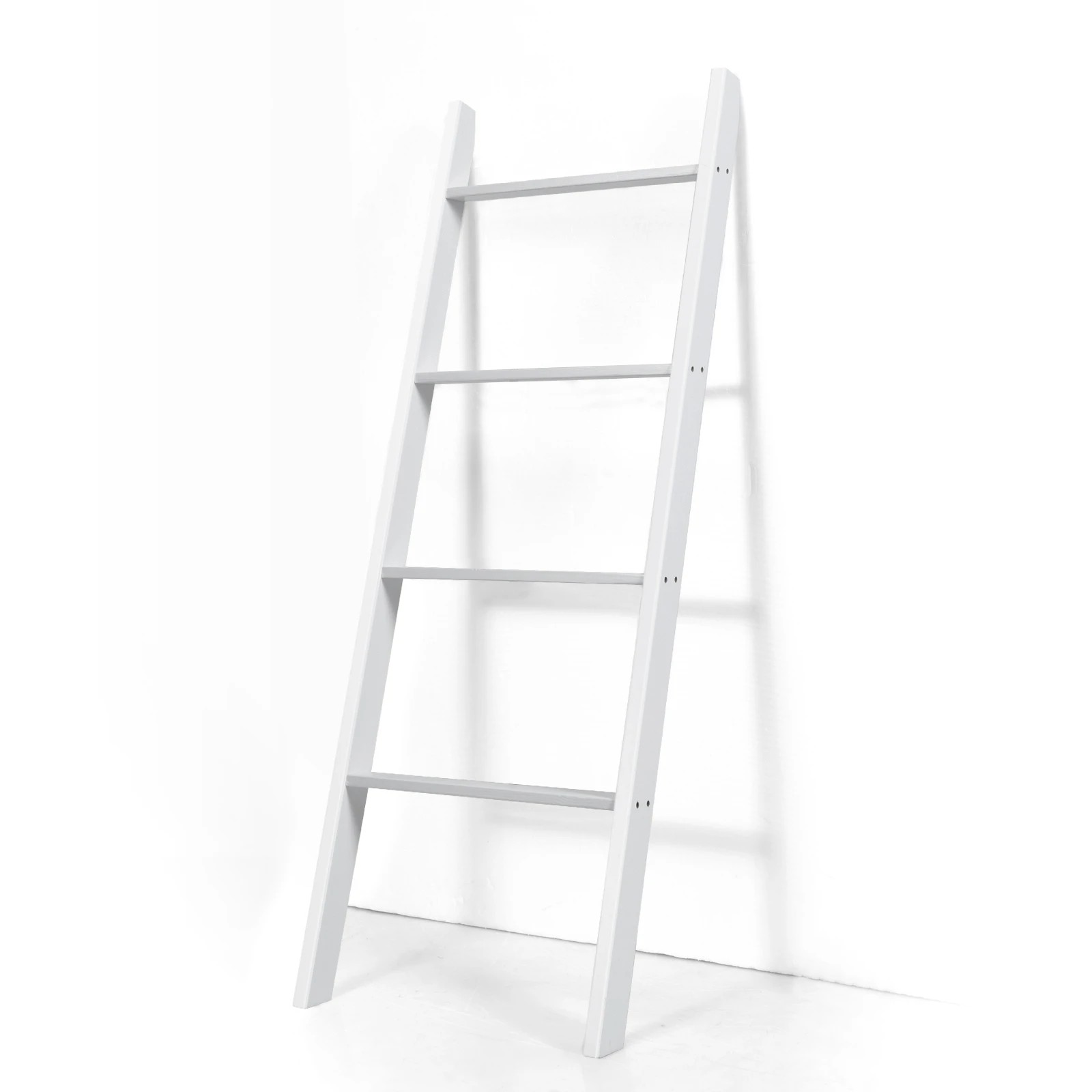 1 Costway 4-Tier Wall Leaning Blanket Ladder Wood Blankets Holder Rack, 1 of 9