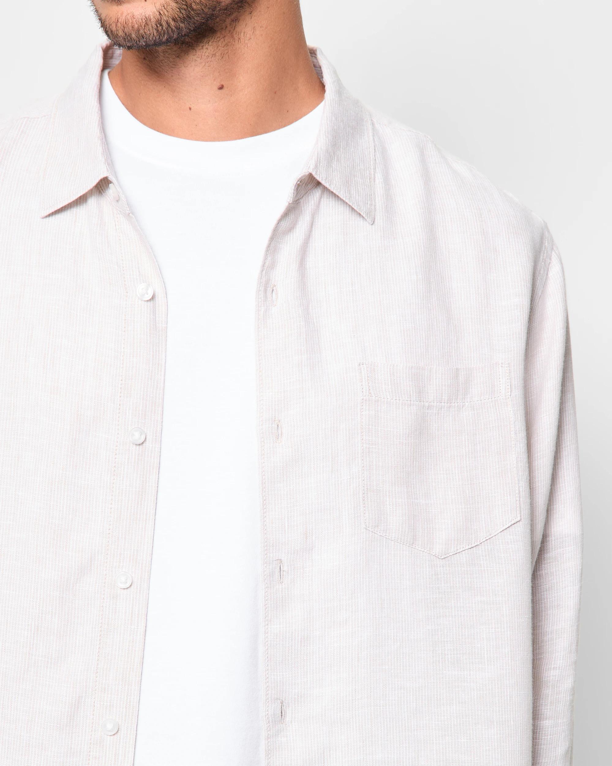 7 Target European Linen Long Sleeve Textured Shirt LIGHT STONE, 7 of 10