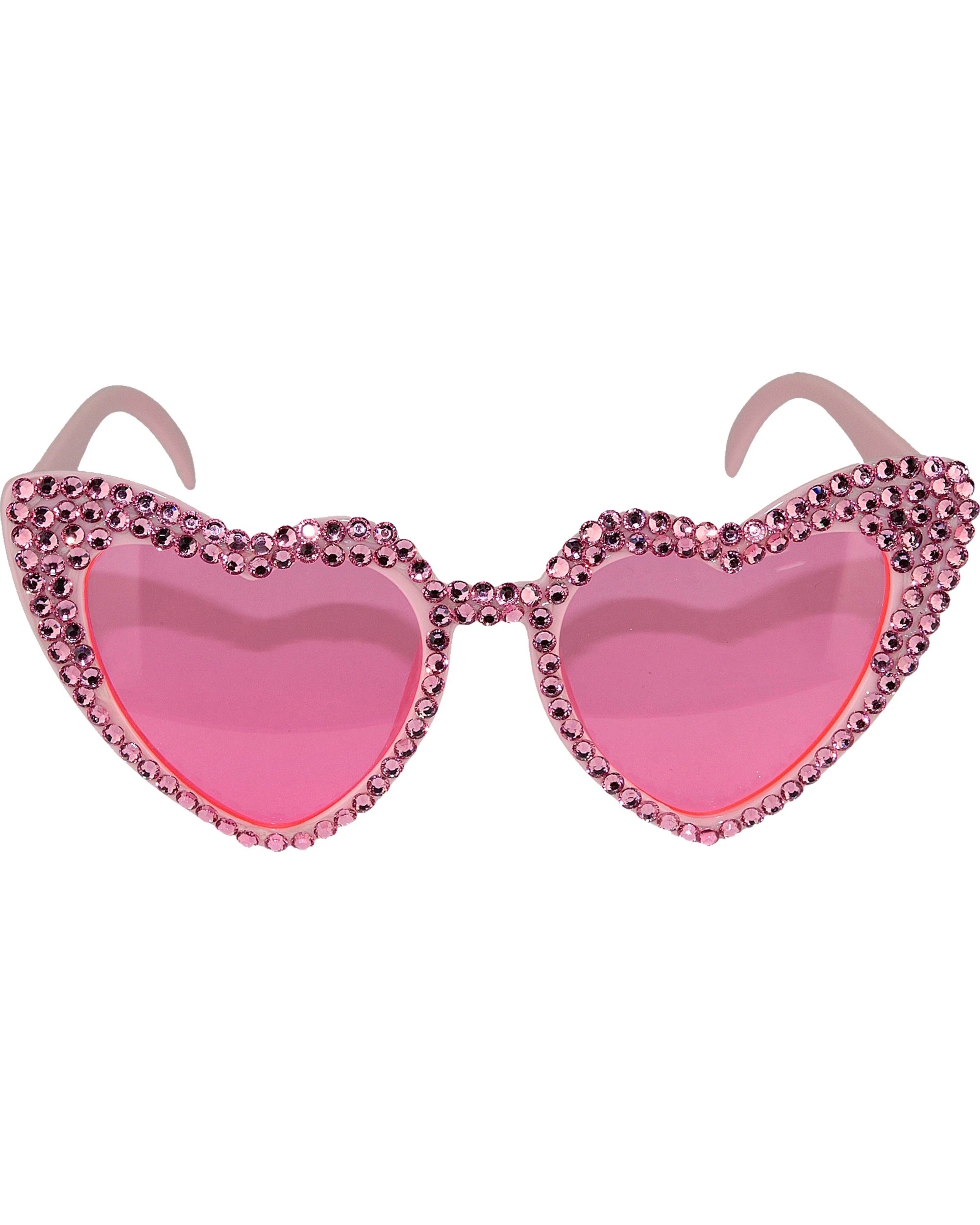 1 Partyrama Pink Diamante Heart Party Glasses - Pink, 1 of 3