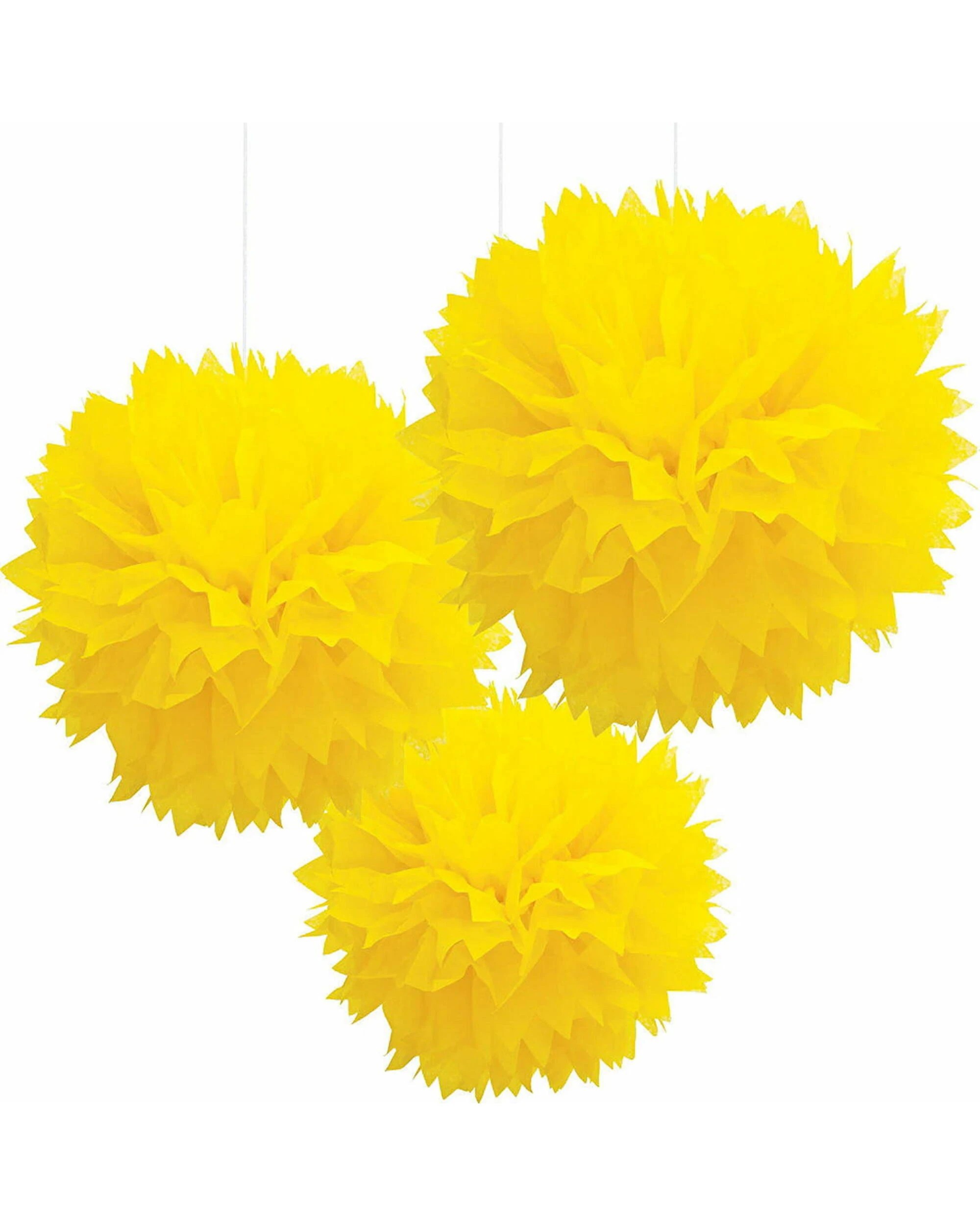 1 Anagram Tissue Paper Pom Pom Balls Pack of 3 - One Size - Yellow, 1 of 1