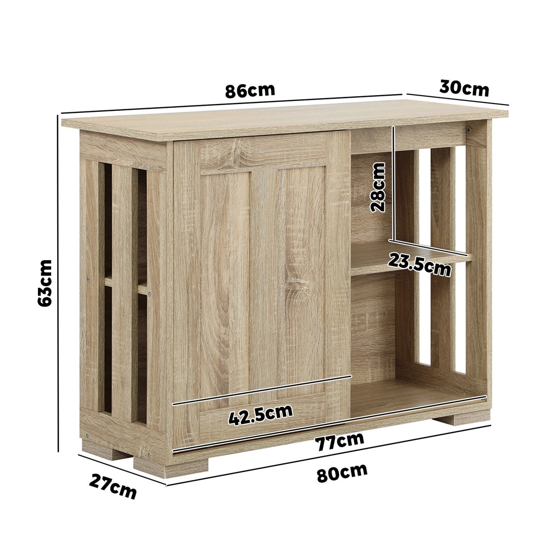 9 Oikiture Buffet Sideboard Cabinet Storage Cupboard Hallway Table
 - Natural, 9 of 10