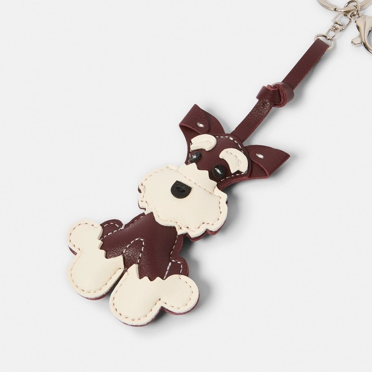 2 PU Dog Bag Charm Keyring - Brown and Silver Tone, 2 of 3