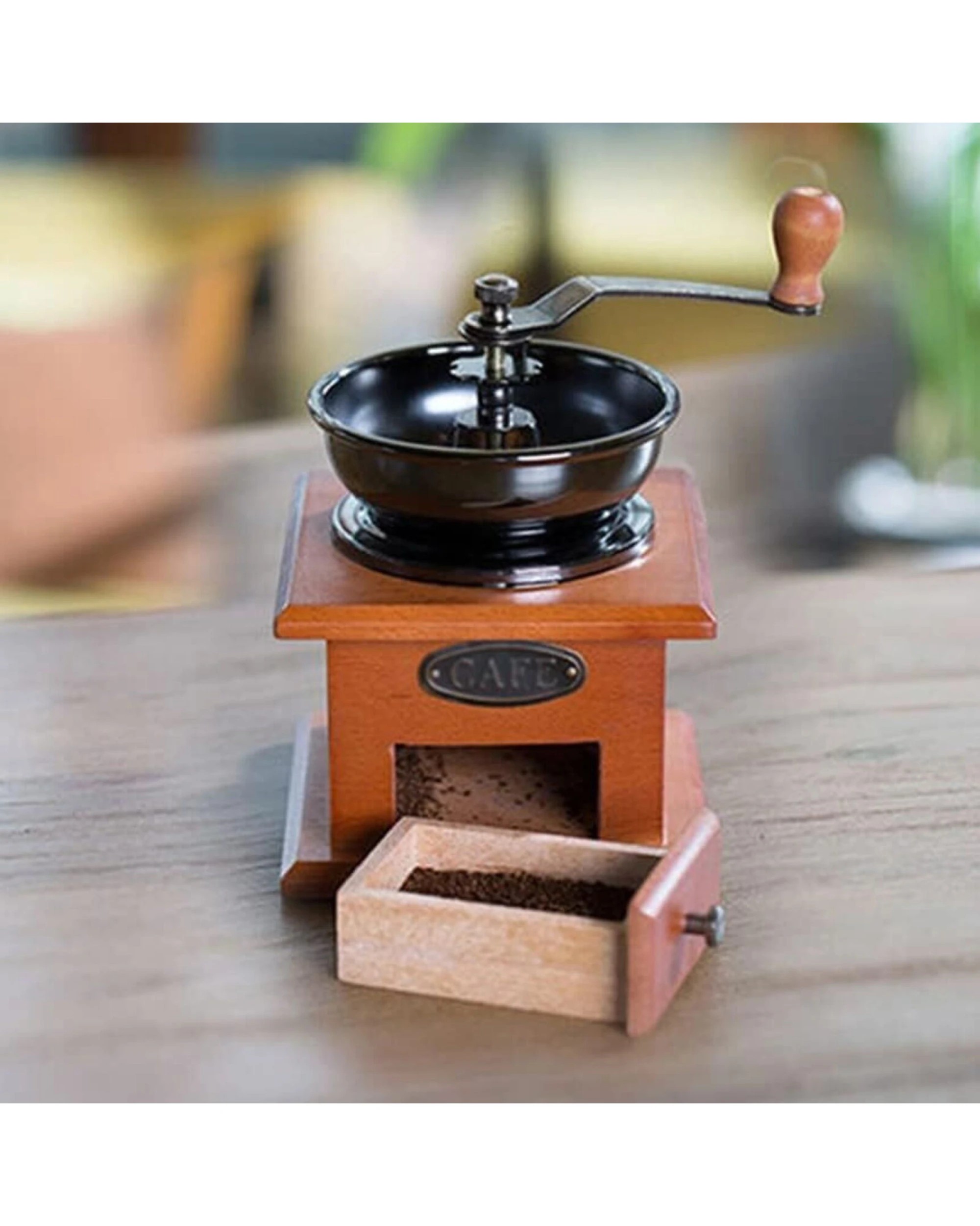 3 Br Home Antique Coffee Grinder Mill Manual Hand Made Wooden Bean Grind Pepper, 3 of 8