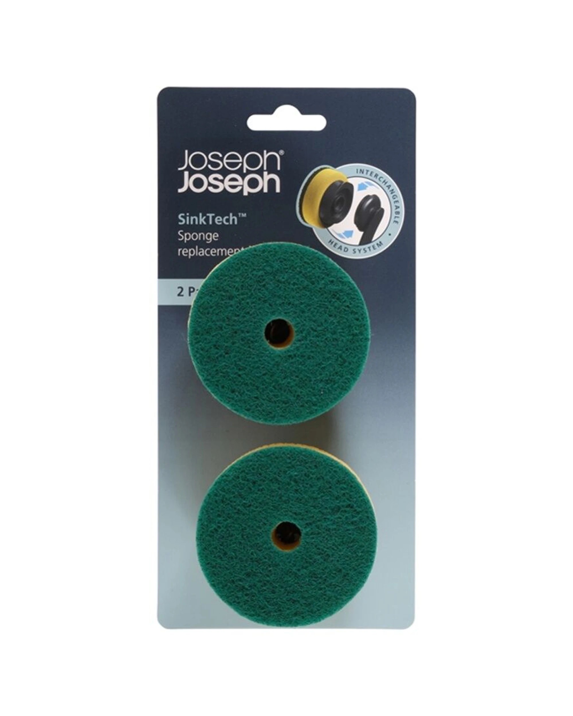 1 Joseph Joseph 2pc SinkTech Dish Sponge Replacement Heads Non-Scratch Abrasive - Yellow, 1 of 8