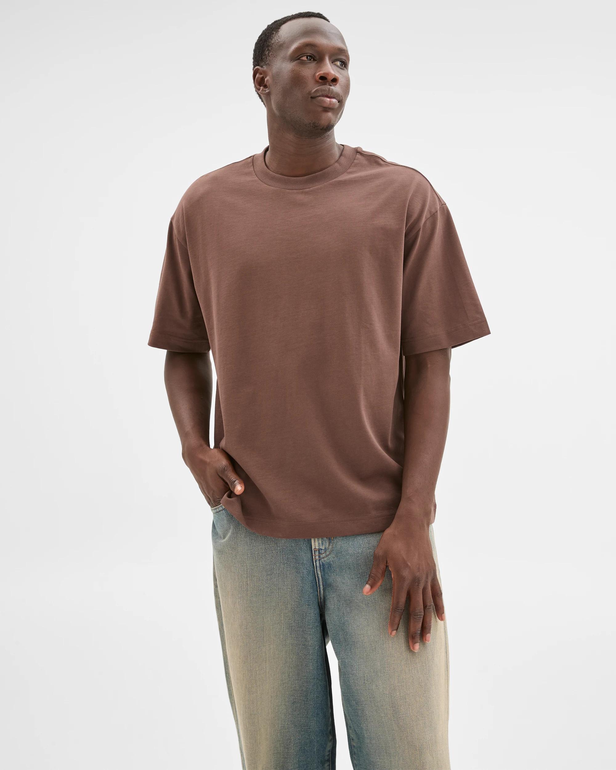 1 Commons Australian Cotton Oversized Heavy Core T-Shirt CHOCOLATE, 1 of 6