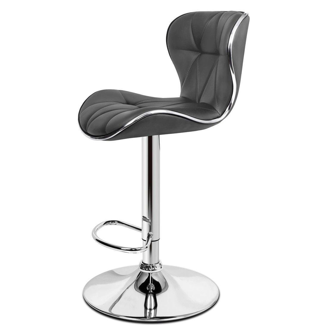 3 Alfordson 2x Bar Stools Luna Kitchen Swivel Chair Leather Gas Lift - Grey, 3 of 8