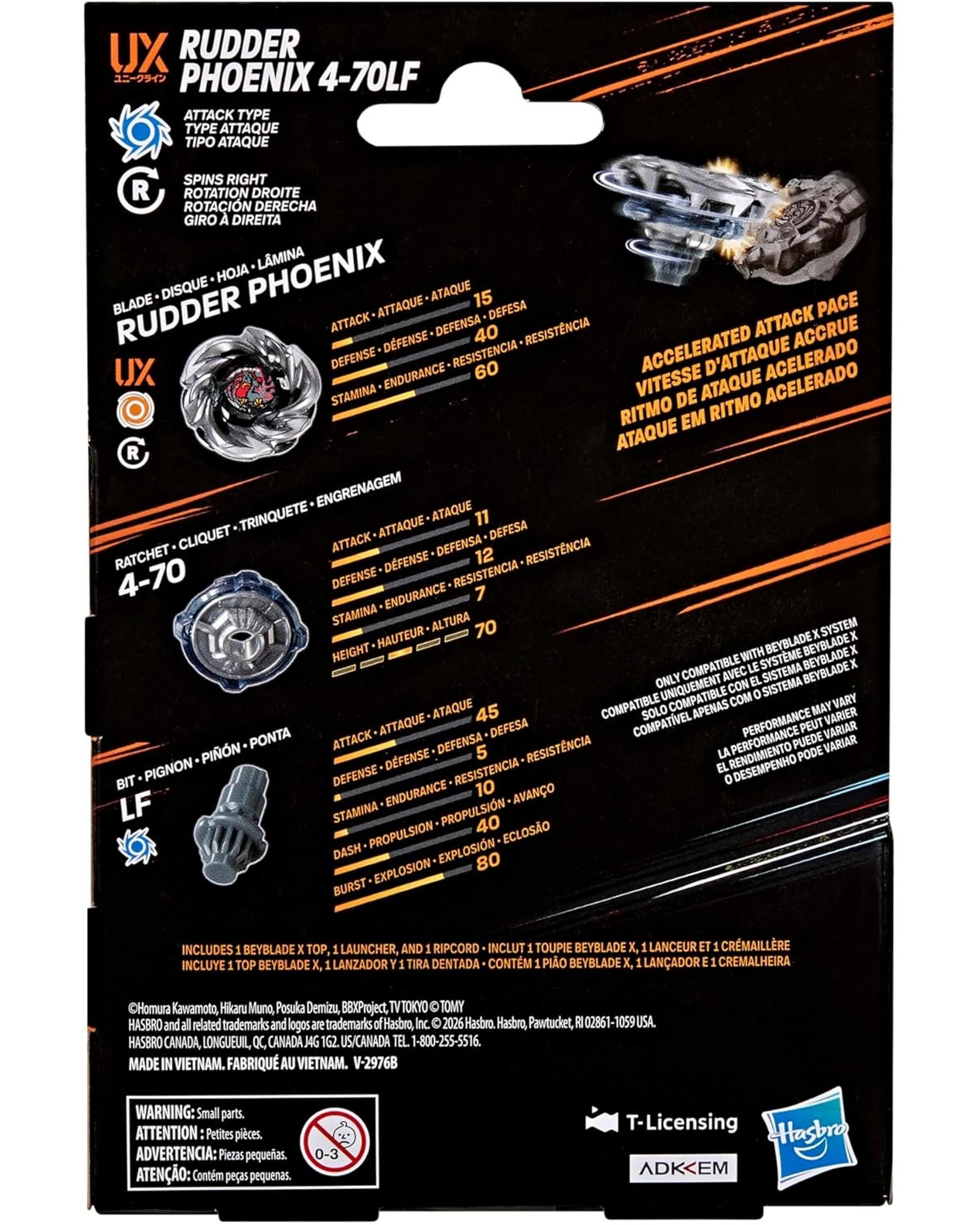 4 Beyblade X UX Starter Pack Rudder Phoenix 4-70LF, 4 of 5
