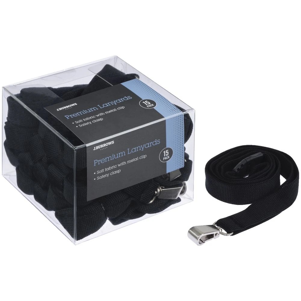 3 J.Burrows Premium Lanyard Tub Black 15 Pack, 3 of 3