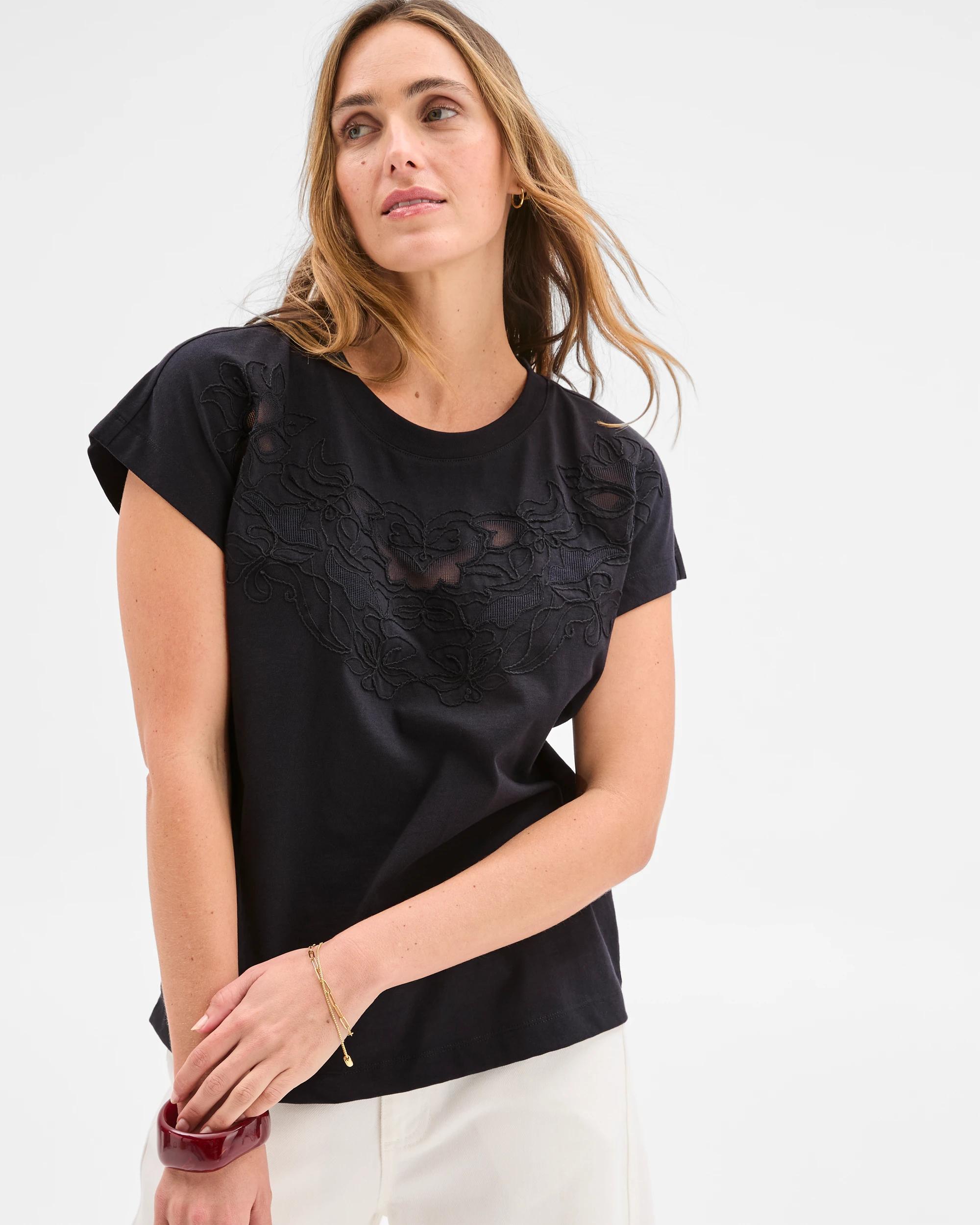 1 Target Australian Cotton Embroidery T-Shirt Black, 1 of 5
