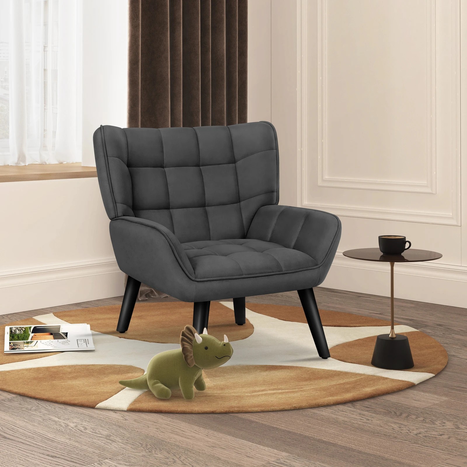 5 Alfordson Armchair Accent Chair Upholstered Lounge Sofa Tub Couch Velvet - Grey, 5 of 9