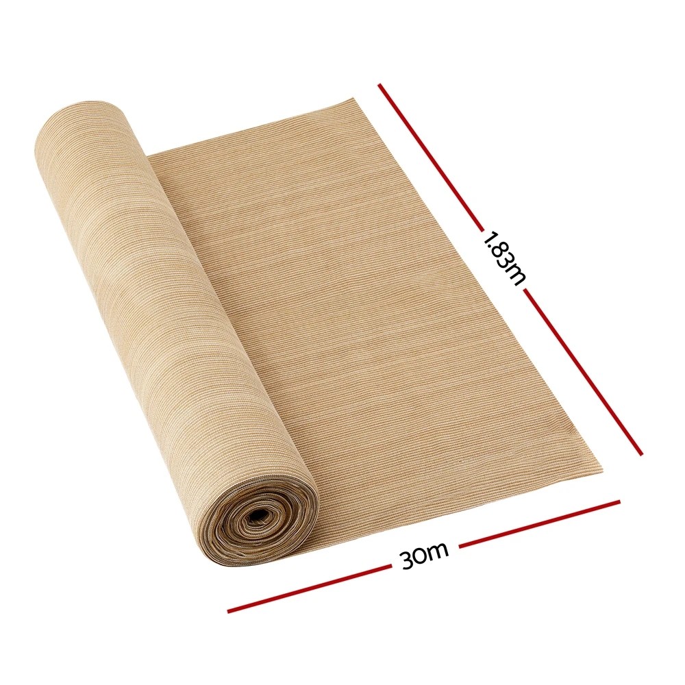 2 Instahut 90% Shade Cloth 1.83x30m Shadecloth Sail - Beige, 2 of 6