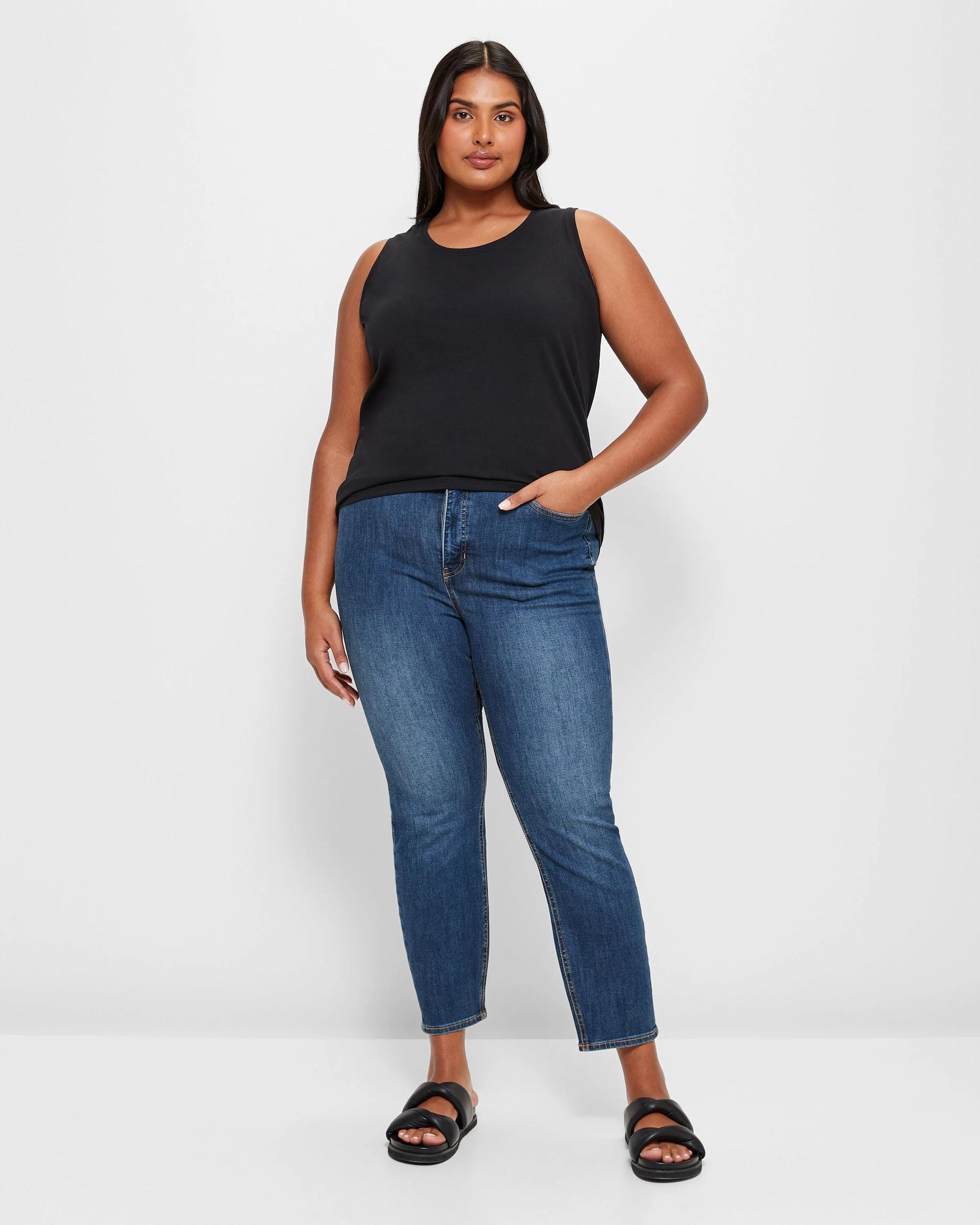 2 Target Curve Plus Size Australian Cotton Blend Sleeveless Tank BLACK, 2 of 9