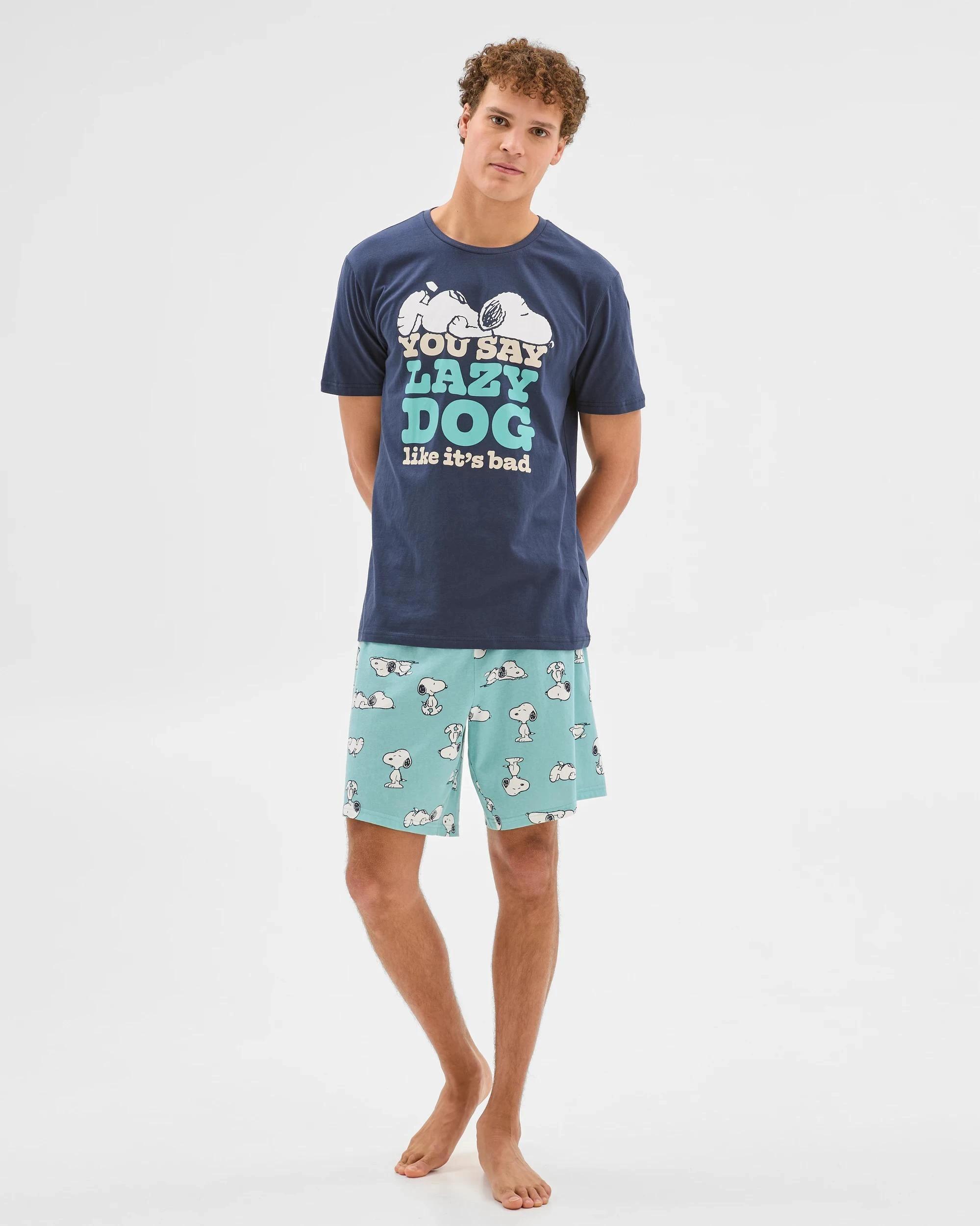 1 Peanuts Snoopy Australian Cotton Mens Short Pyjama Set SNOOPY, 1 of 6