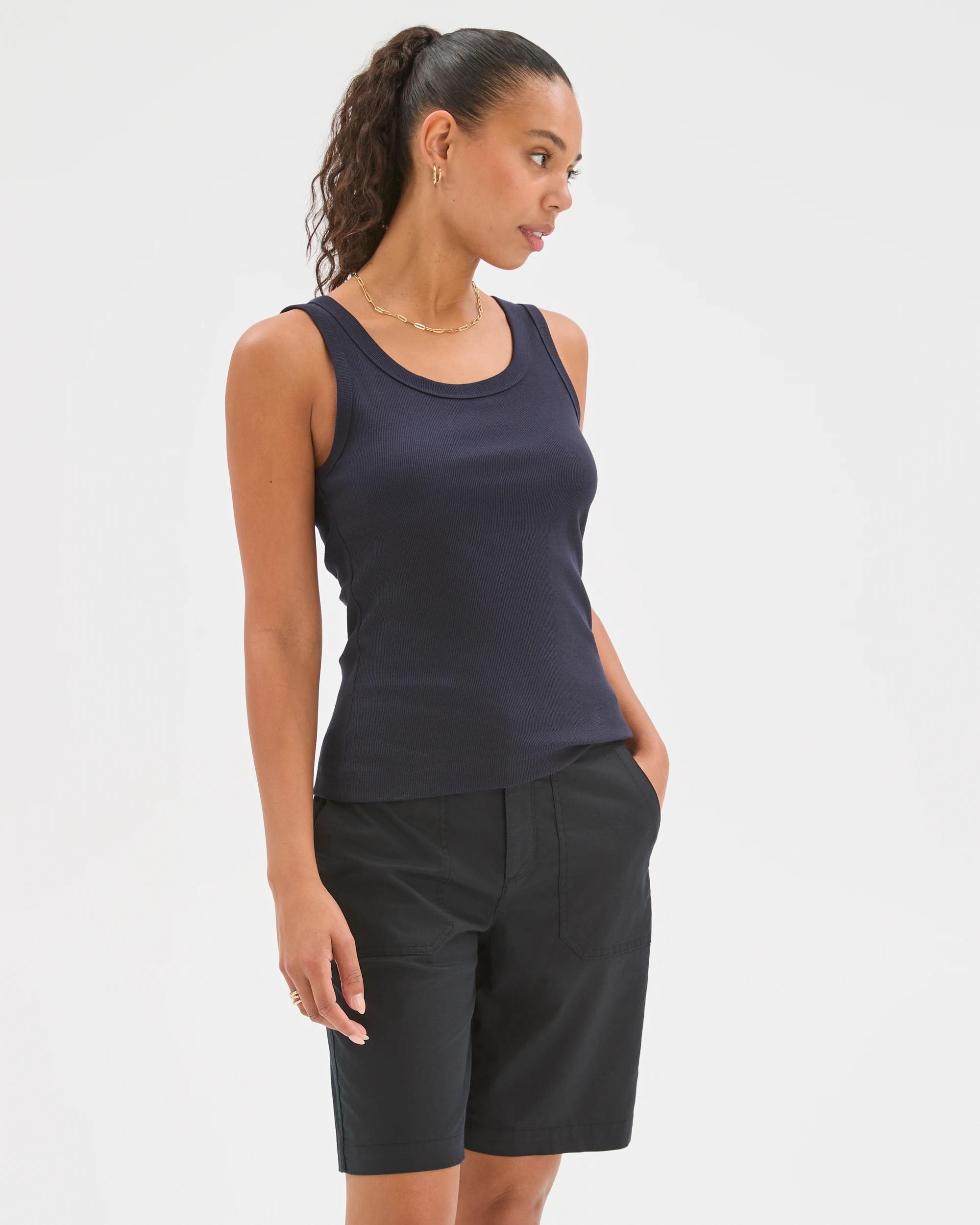 3 Target Woman Rib Waist Shorts BLACK, 3 of 8