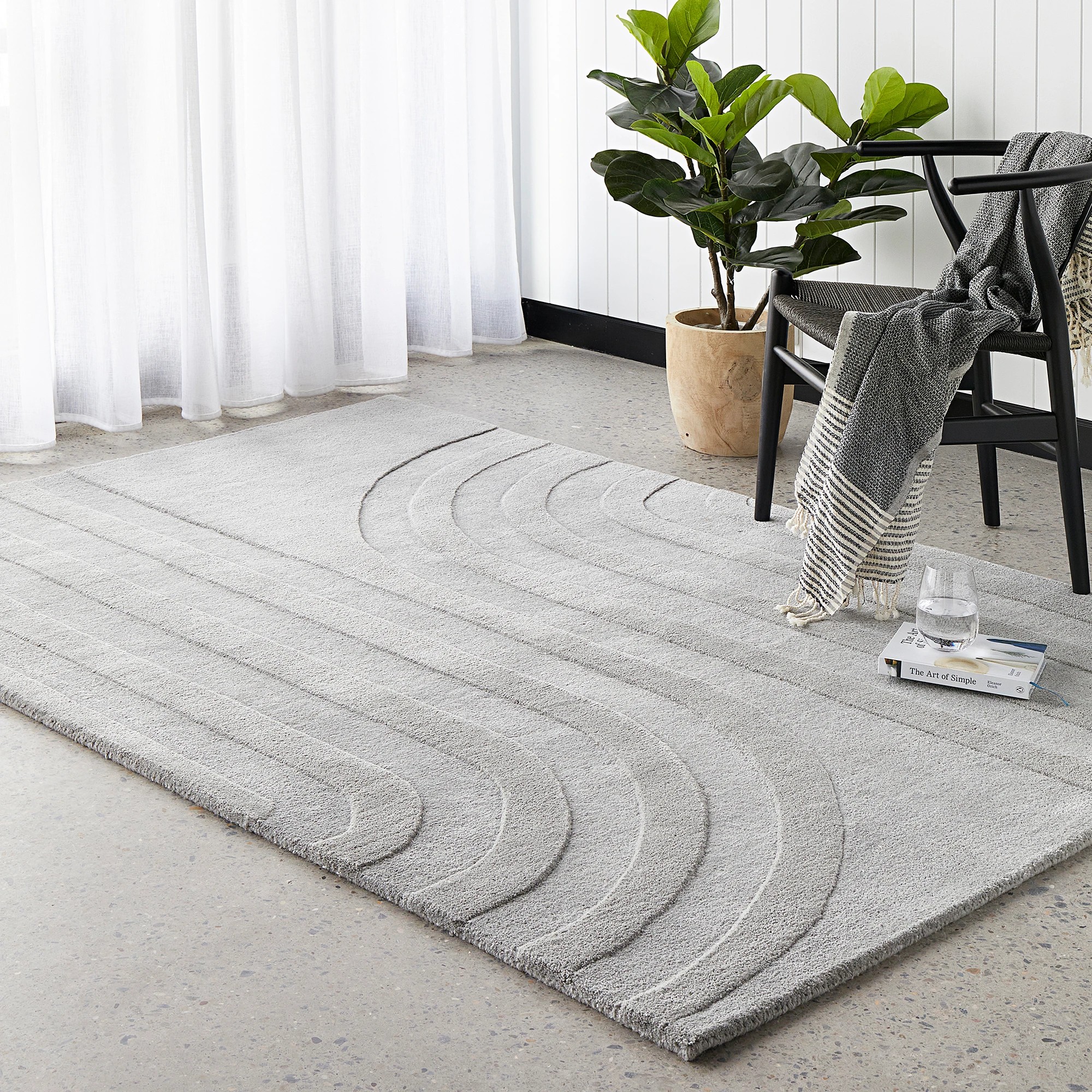 1 Common Ground Rugs Lumina Trail 225x155cm - Medium Wool & Cotton Rug - Silver, 1 of 5