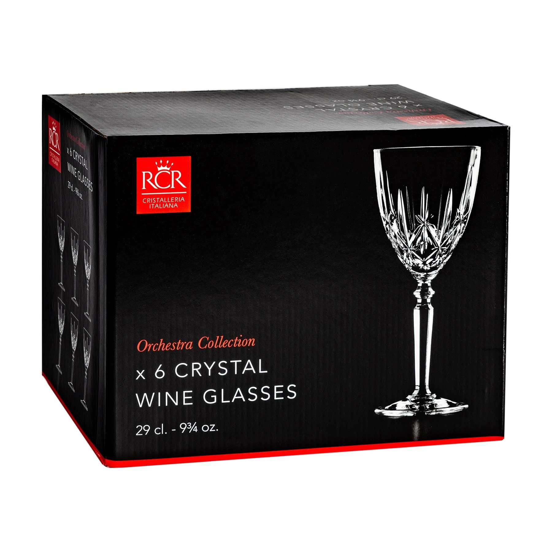 7 RCR Crystal Orchestra Cut Glass Wine Glasses Goblets Set - 290ml - Pack of 6 - Clear, 7 of 7