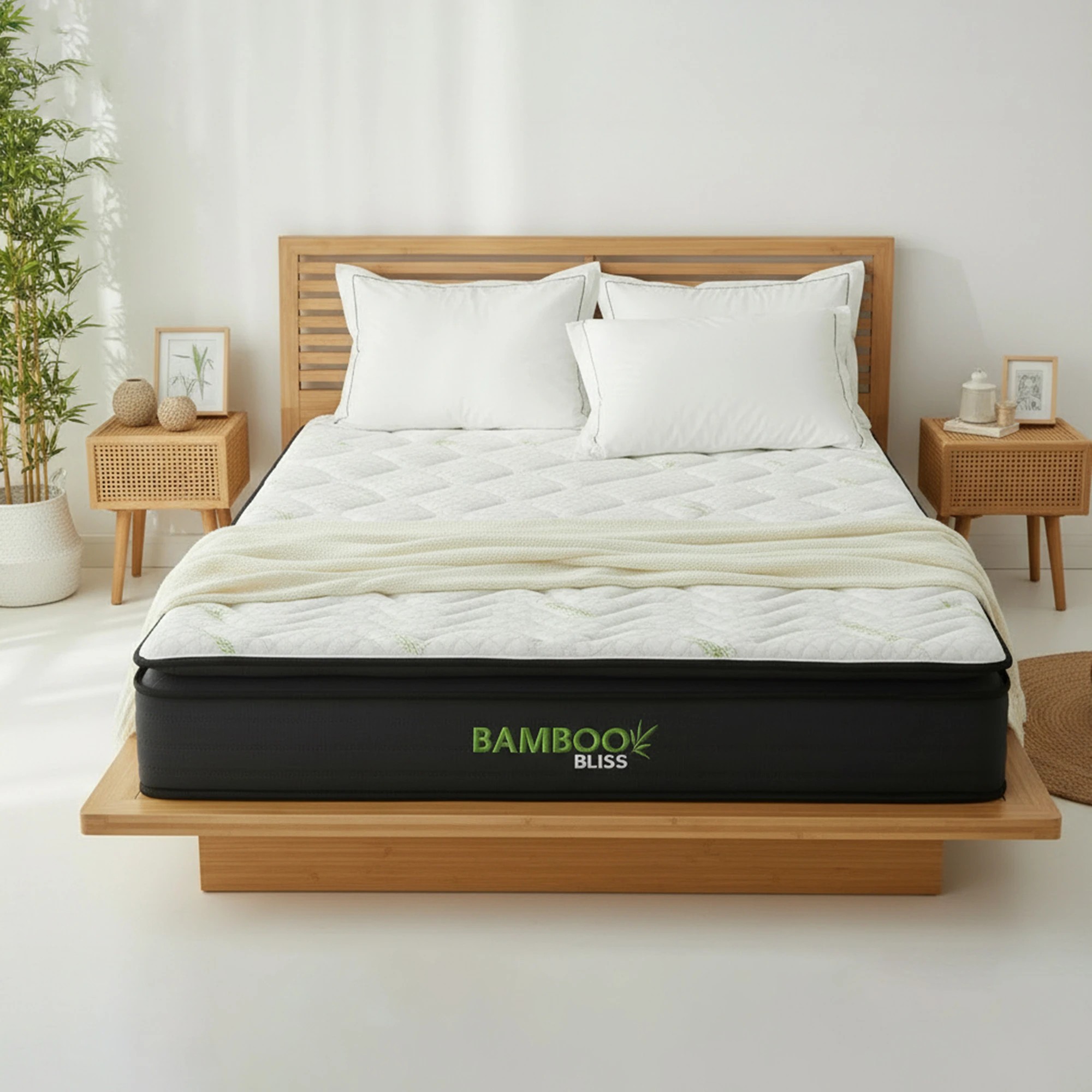 3 Royal Comfort Bamboo Bliss PocketÂ Spring &Â Memory Foam Mattress - King Bed - White, 3 of 4