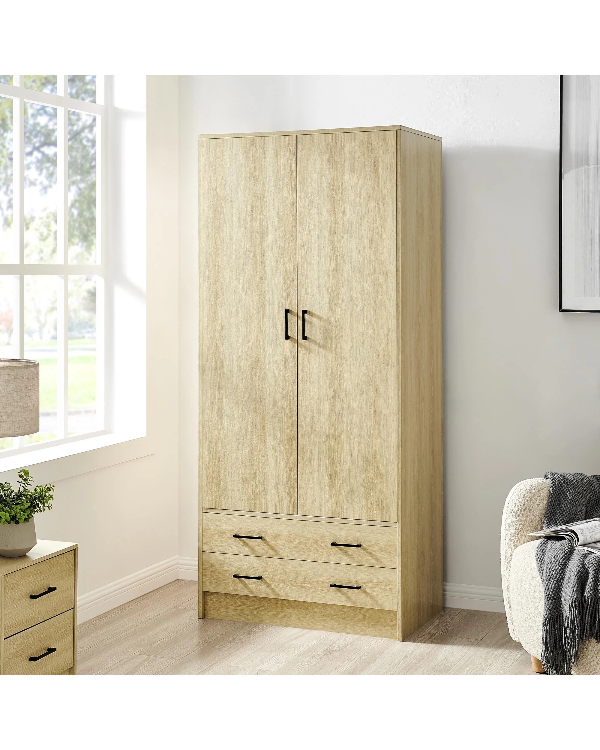 3 Kodu Wardrobe 2 Doors 2 Drawers - Natural, 3 of 10
