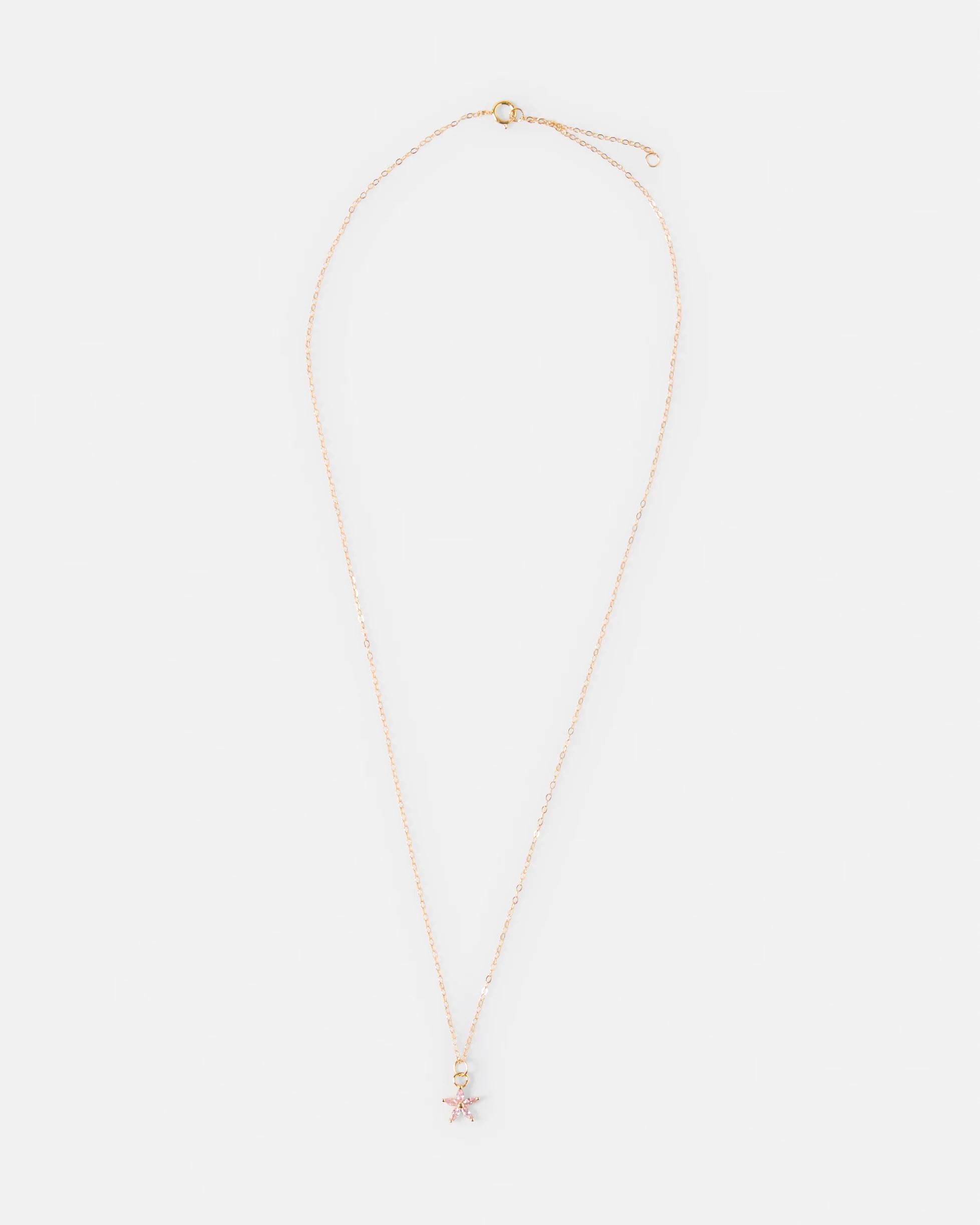 1 Gold Plated Sterling Silver 925 Cubic Zirconia Flower Necklace Gold, 1 of 4