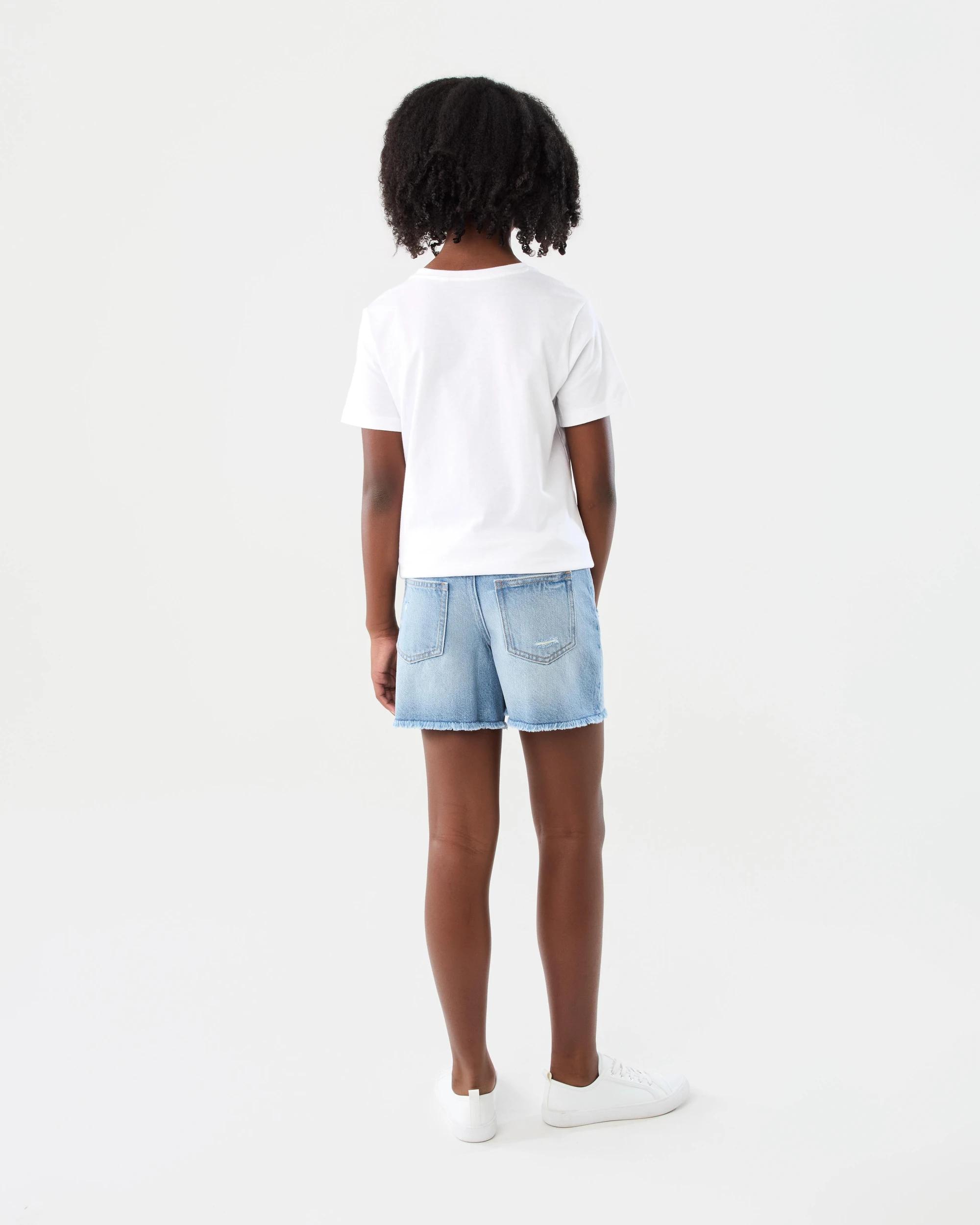 8 Frayed Hem Denim Shorts Mid Wash, 8 of 8