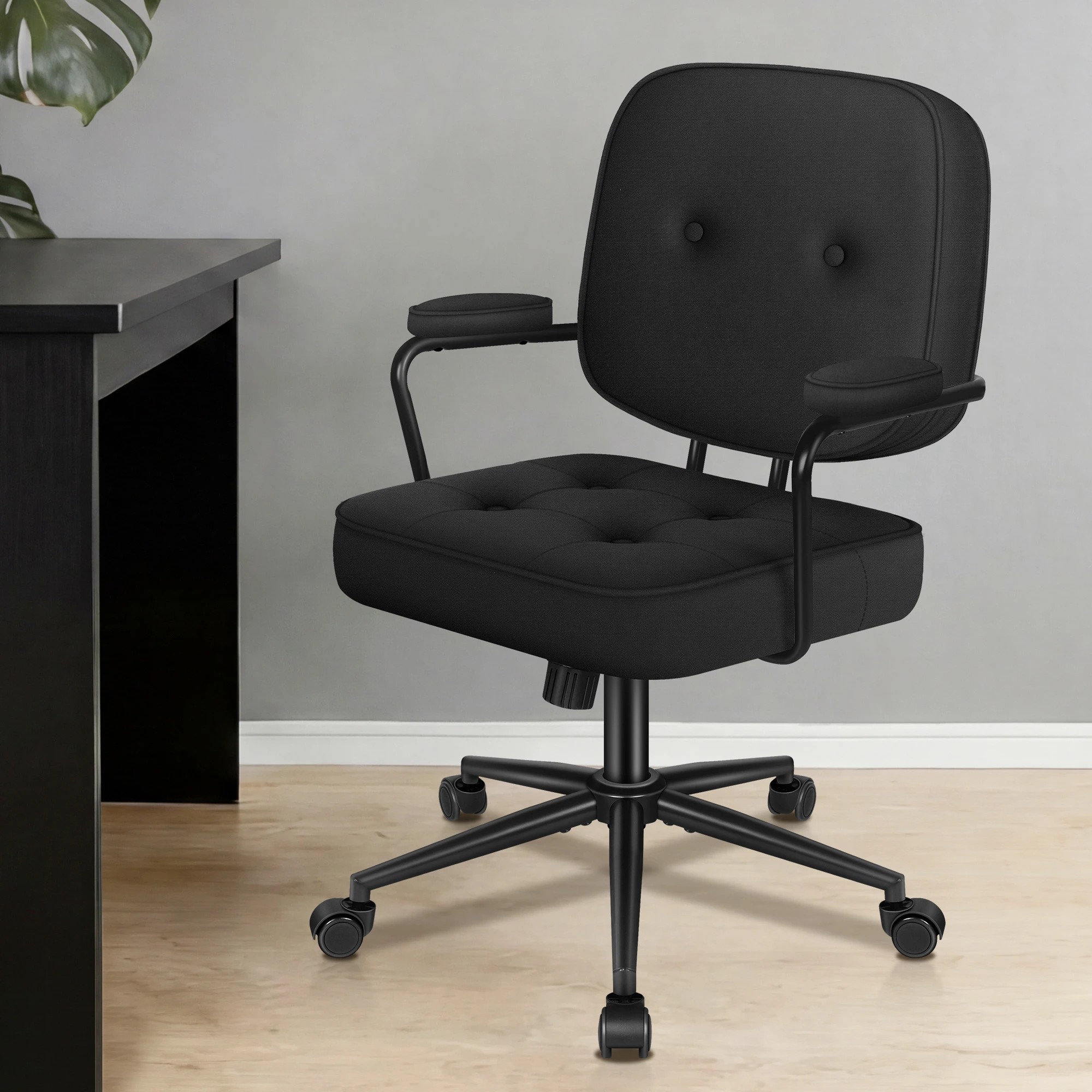 4 Alfordson Office Chair Ergonomic Executive Computer Work Seat Fabric - Black, 4 of 9