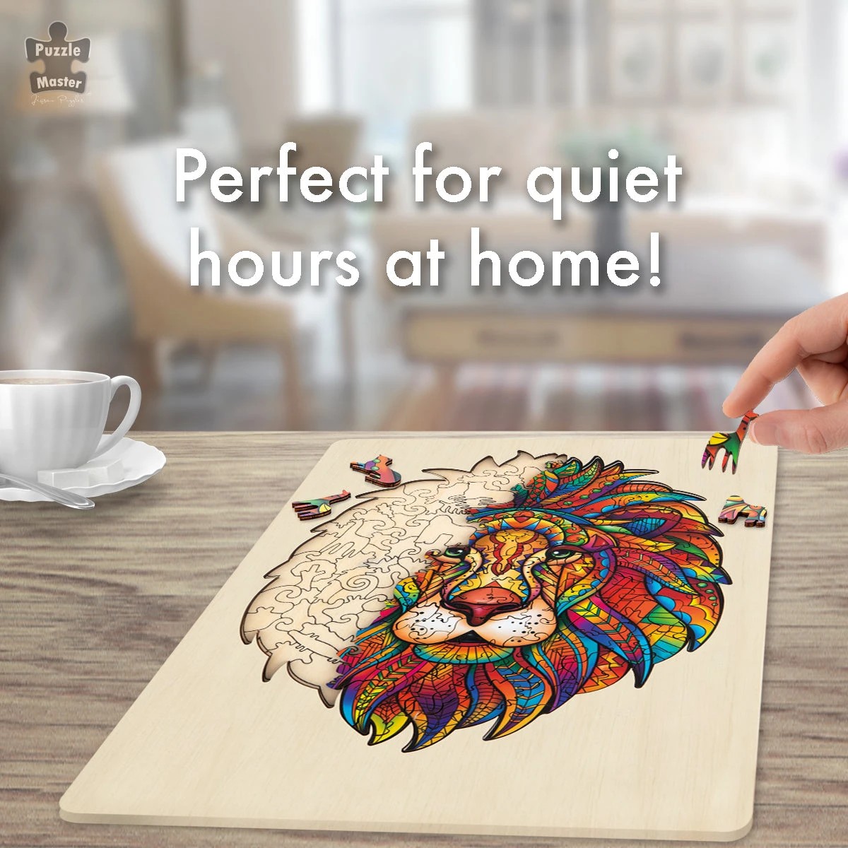 5 Puzzle Master 140 Piece Wooden Jigsaw Puzzle, Lion, 5 of 8