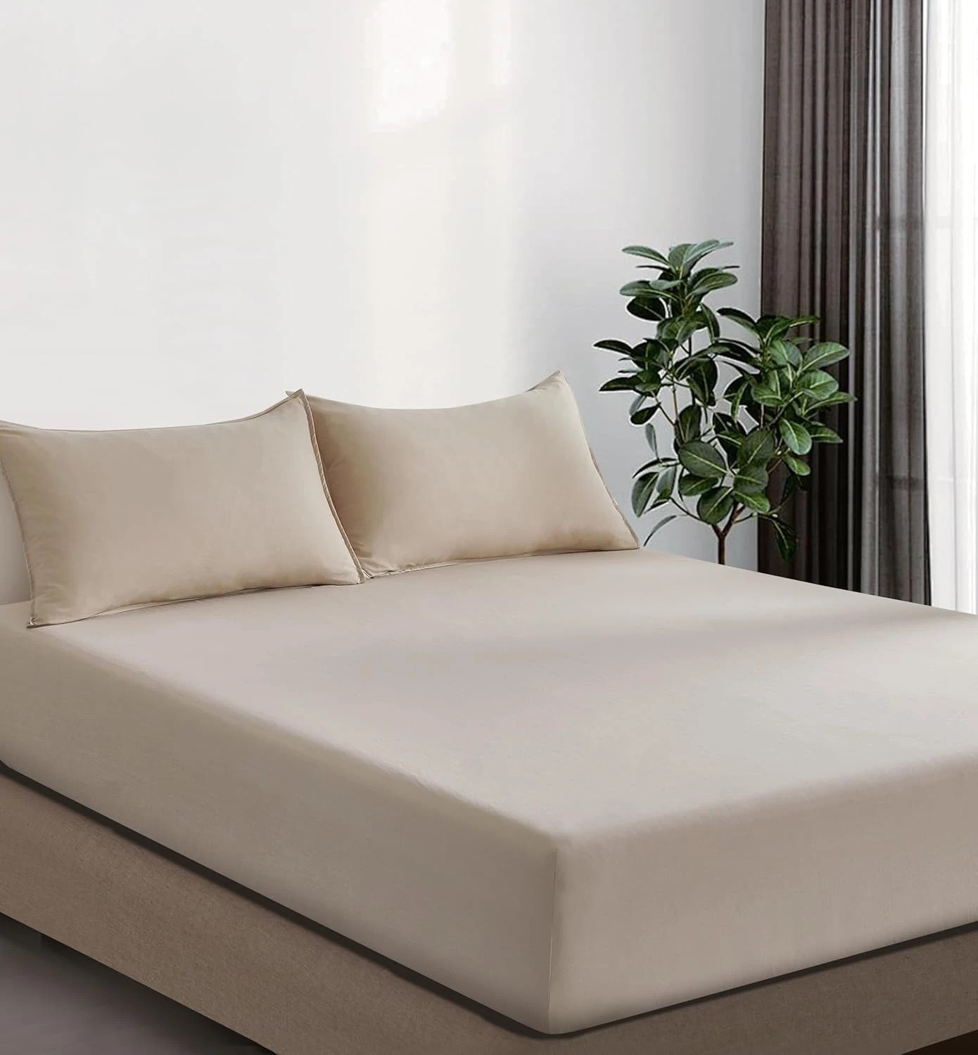 4 CleverPolly 100% Vintage Washed Microfibre Fitted Sheet Set - Linen - Queen Bed, 4 of 4