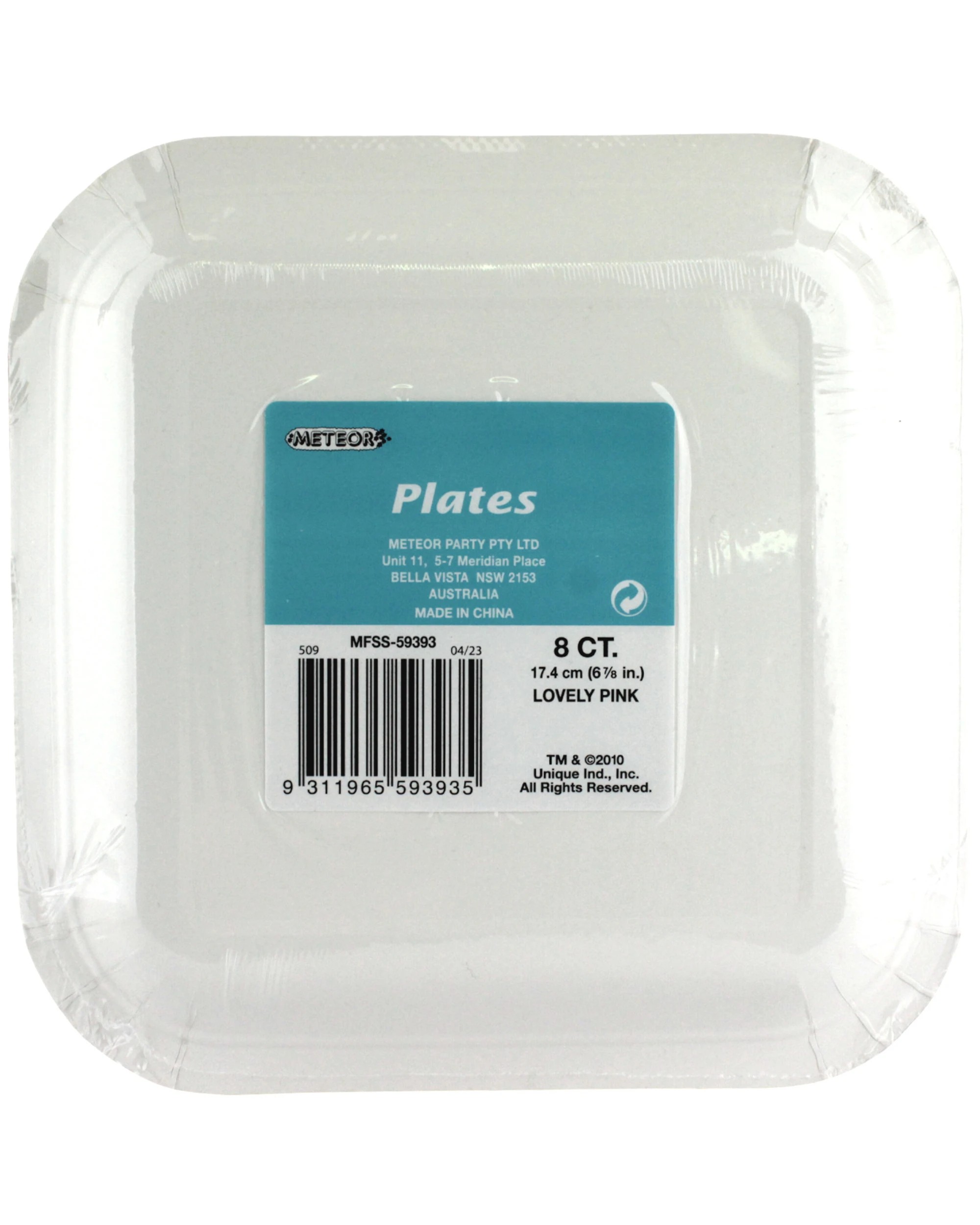 2 Meteor Lovely 18cm Square Paper Plates Pack of 8 - Pink, 2 of 2
