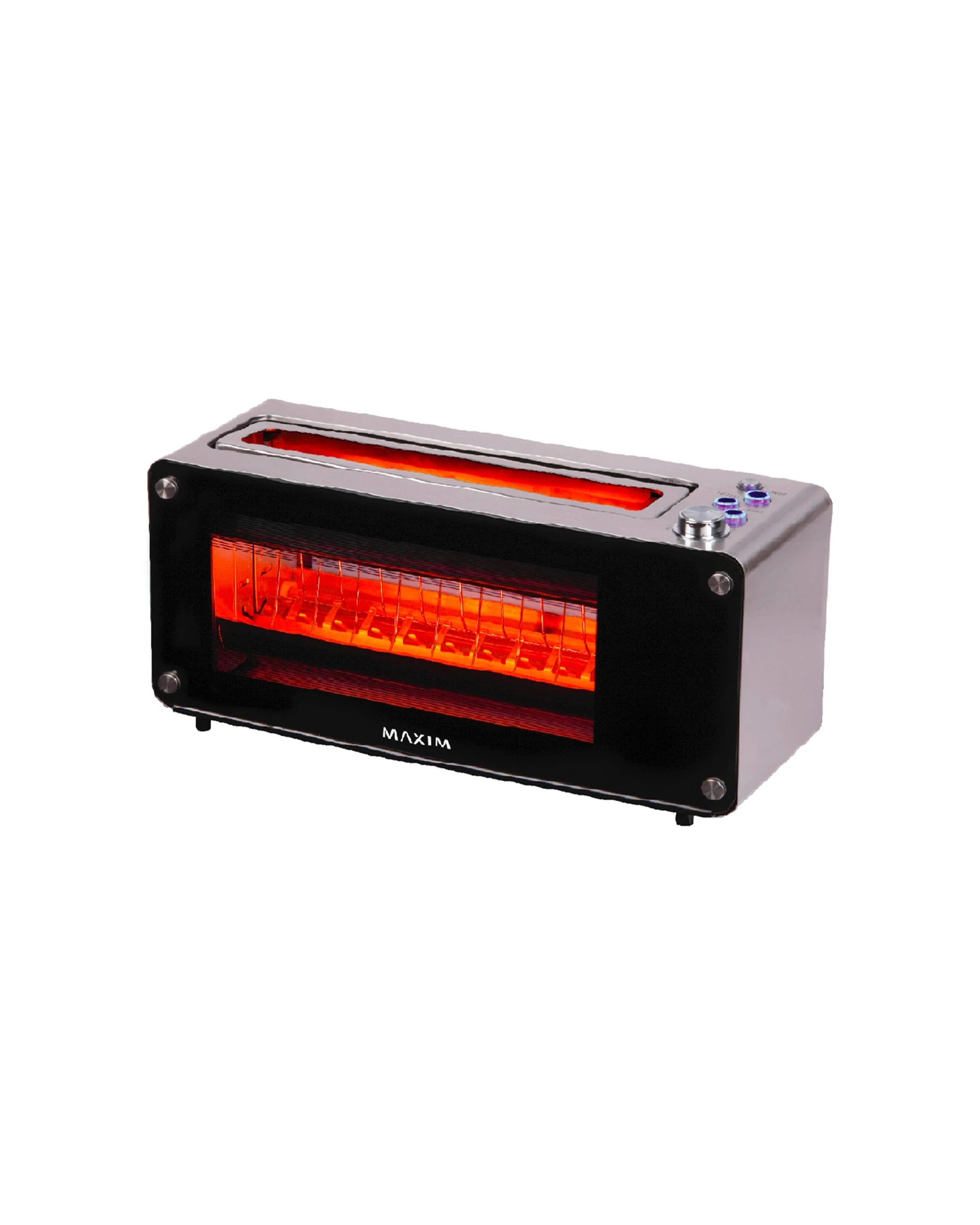 1 Maxim 2 Slice Glass Toaster Stainless Steel Housing Automatic Defrost Bagel Kitchen Appliance, 1 of 1