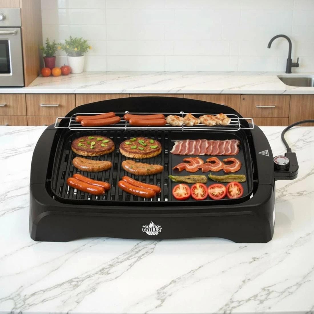 4 Grillz 1950W Electric BBQ Grill Non-stick Plate for Indoor Outdoor - Black, 4 of 7