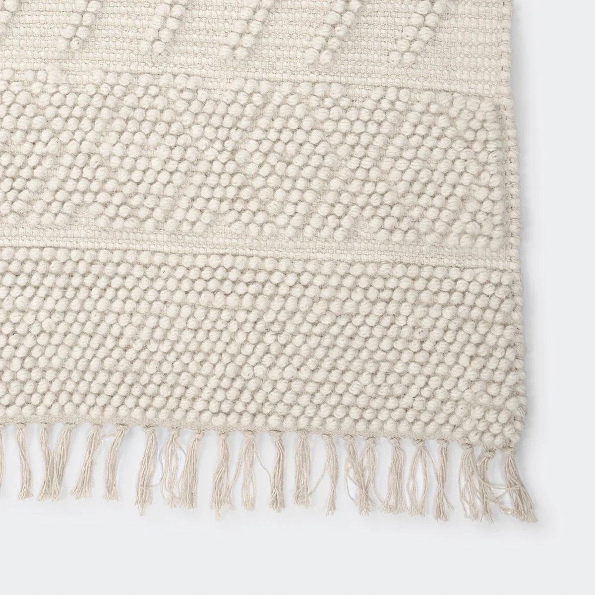 3 Woven Loop Wool Blend Rug - Cream, Large - 235cm x 160cm, 3 of 7