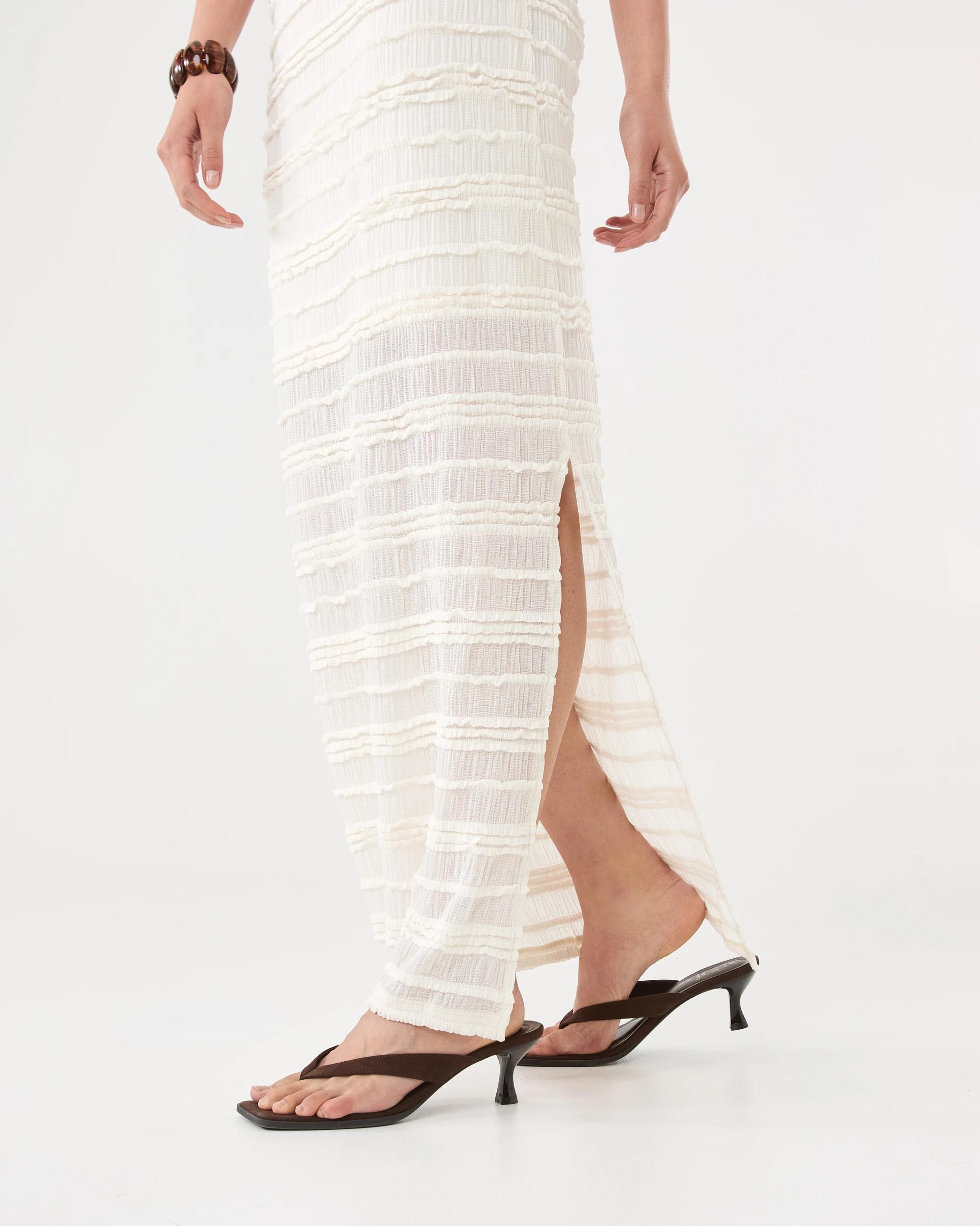 6 Textured Side Split Maxi Skirt Cld White, 6 of 6