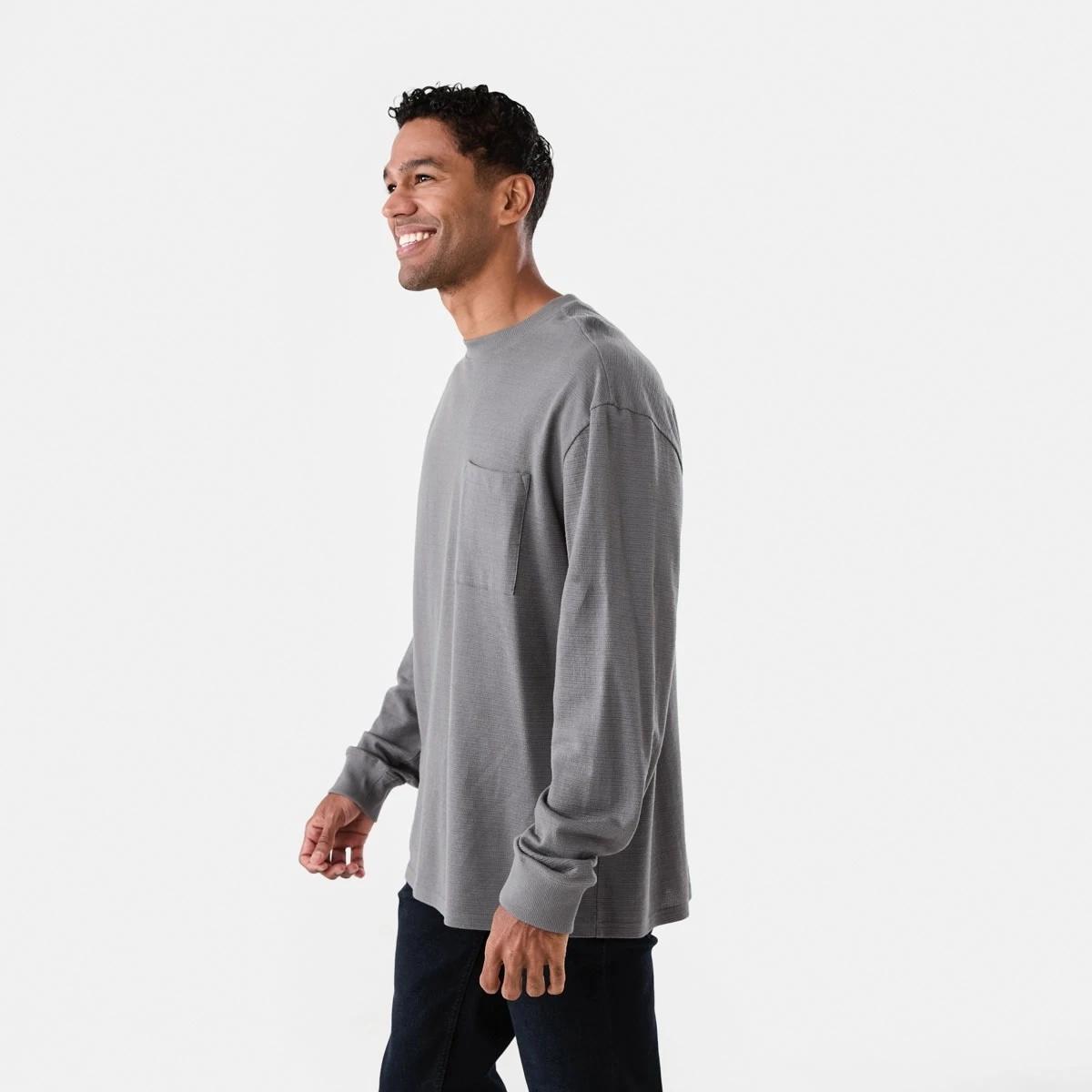 2 Long Sleeve Oversized Textured T-shirt Gry Seal, 2 of 5