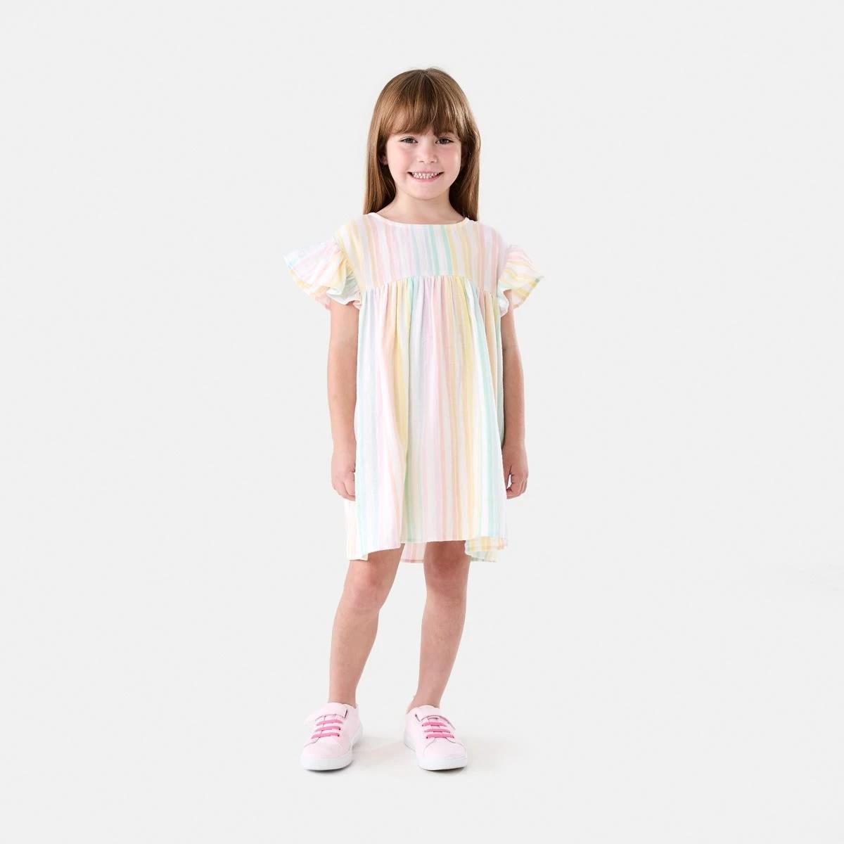 6 Woven Dress MULTI RAINBOW STRIPES WHITE, 6 of 7