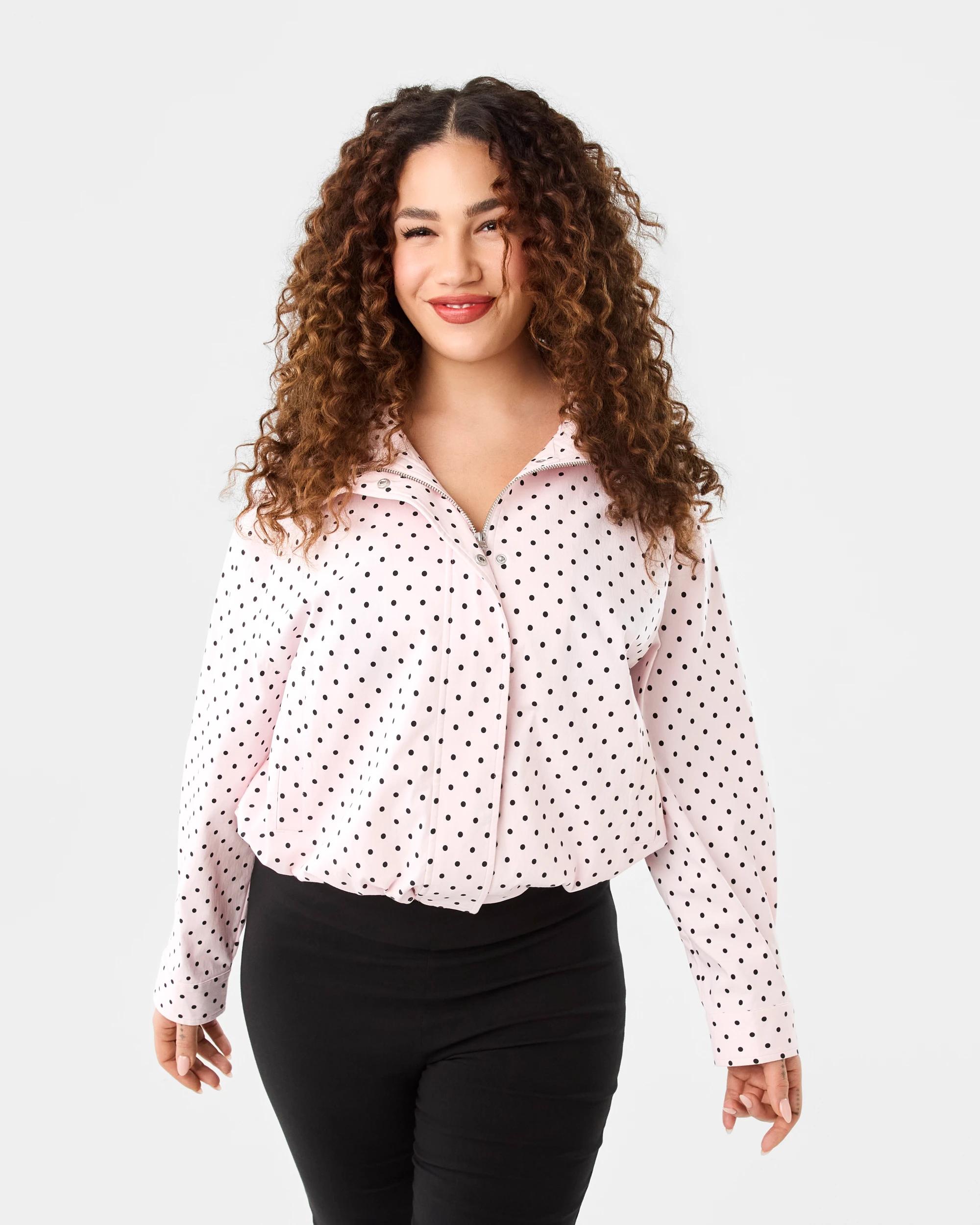 9 Spot Funnel Neck Jacket Pink Dot, 9 of 9