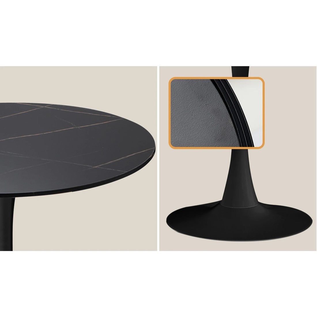 4 Oikiture 90cm Round Dining Table With 4x Dining Chairs Pu Leather
 - Black, 4 of 10