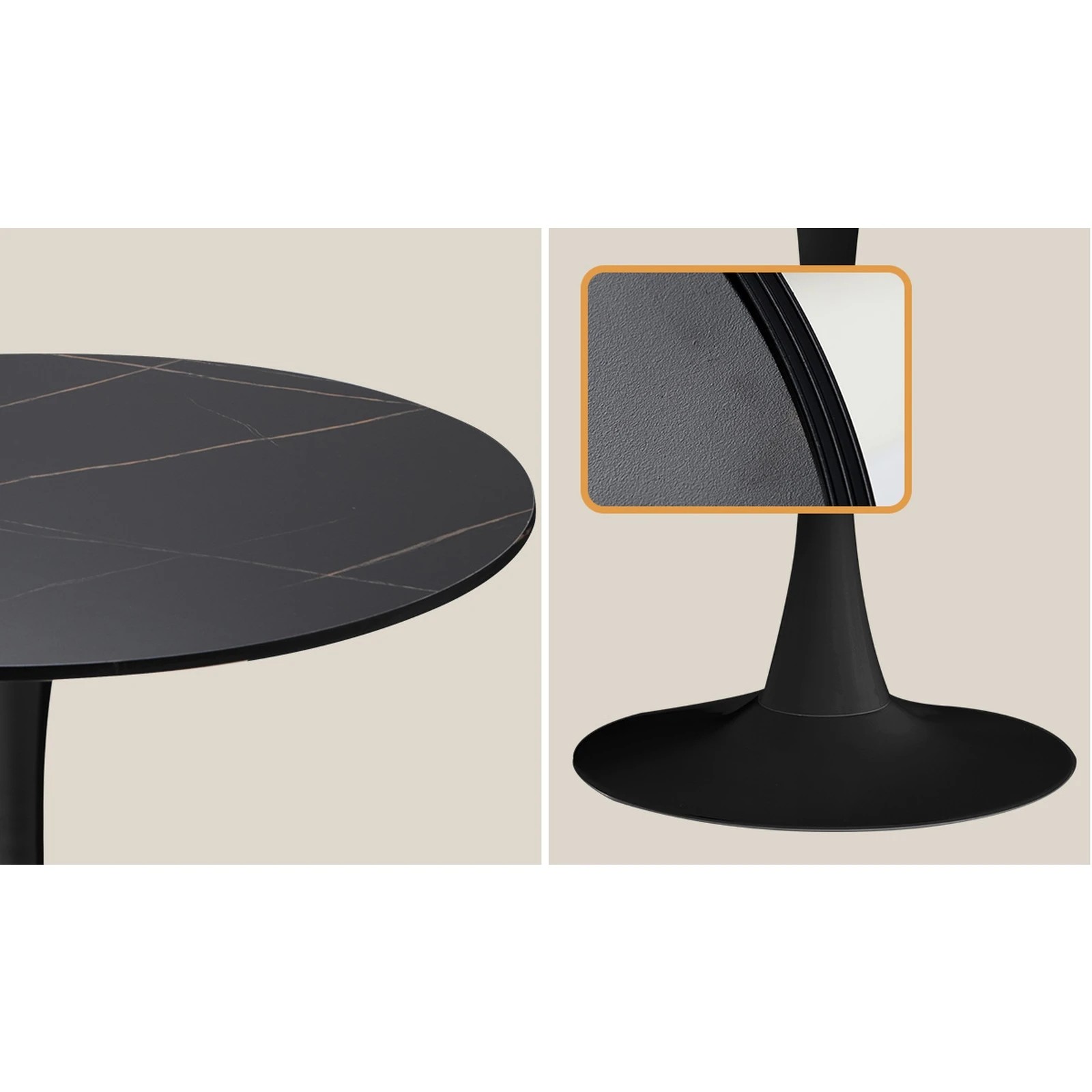 4 Oikiture 90cm Round Dining Table With 4x Dining Chairs Pu Leather
 - Black, 4 of 10