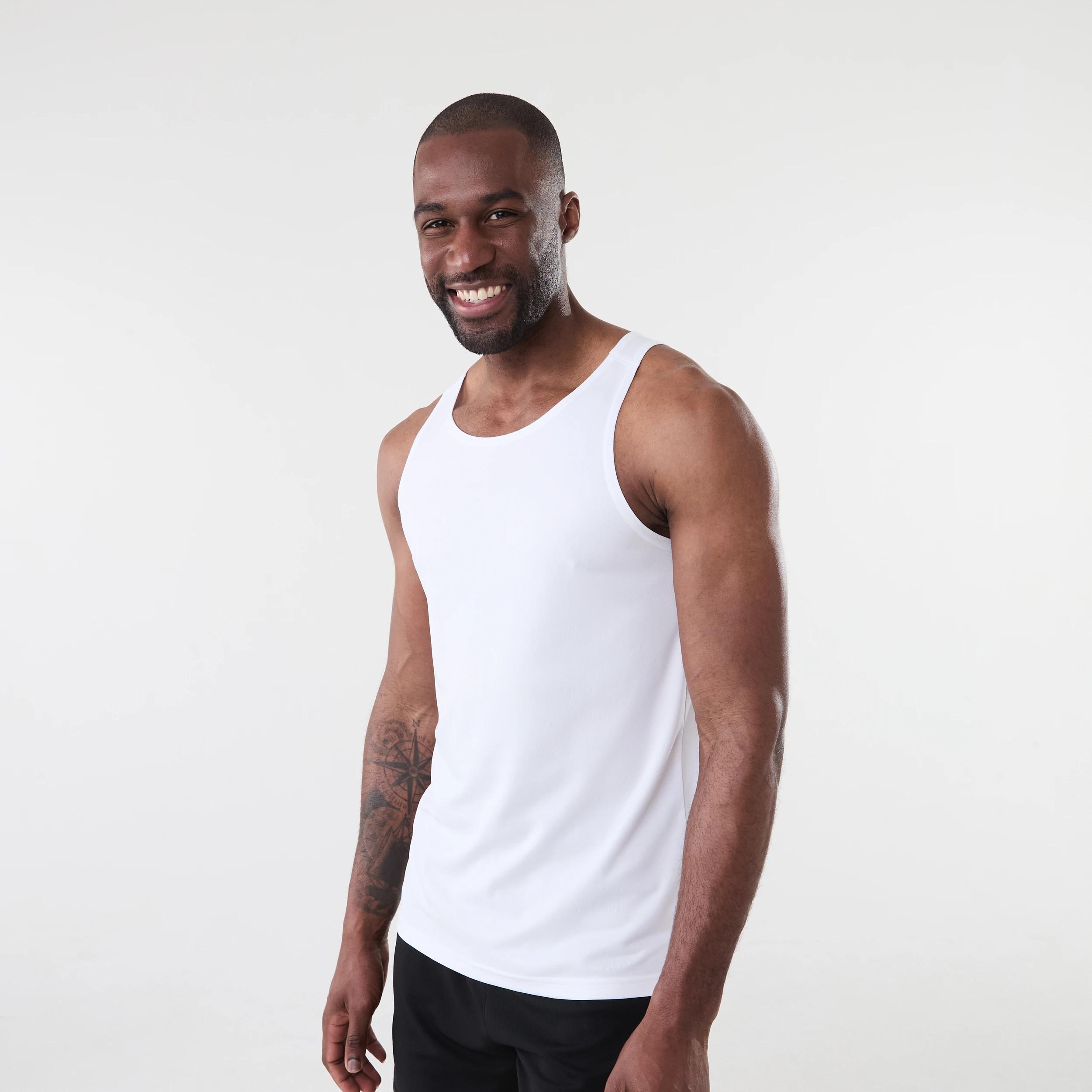 2 Active Mens Mesh Tank WHITE, 2 of 6
