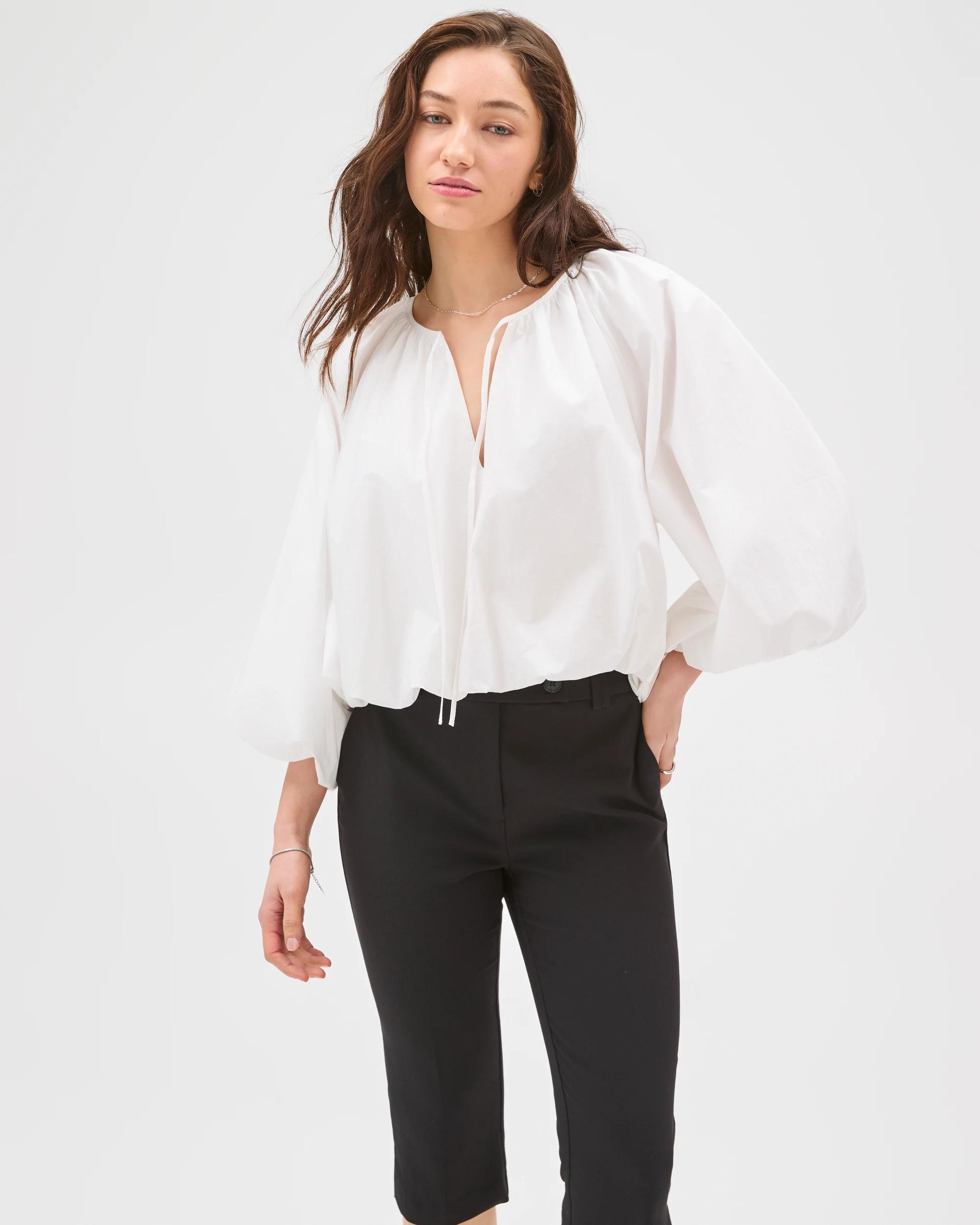 2 Lily Loves Long Balloon Sleeve Top WHITE, 2 of 6