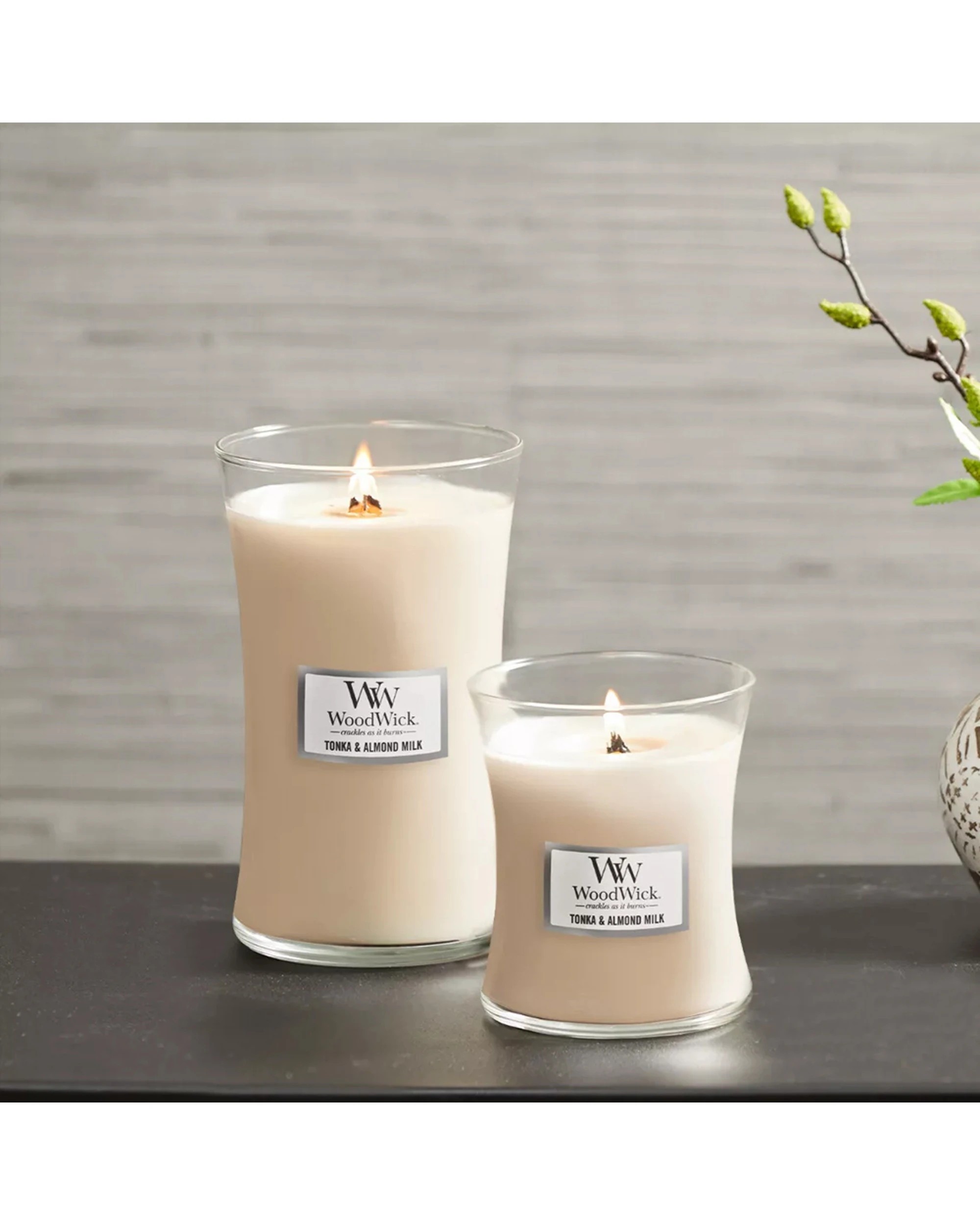2 Woodwick Scented Soy Wax Candle Tonka & Almond Milk Scented Home Fragrance Large - Beige, 2 of 3