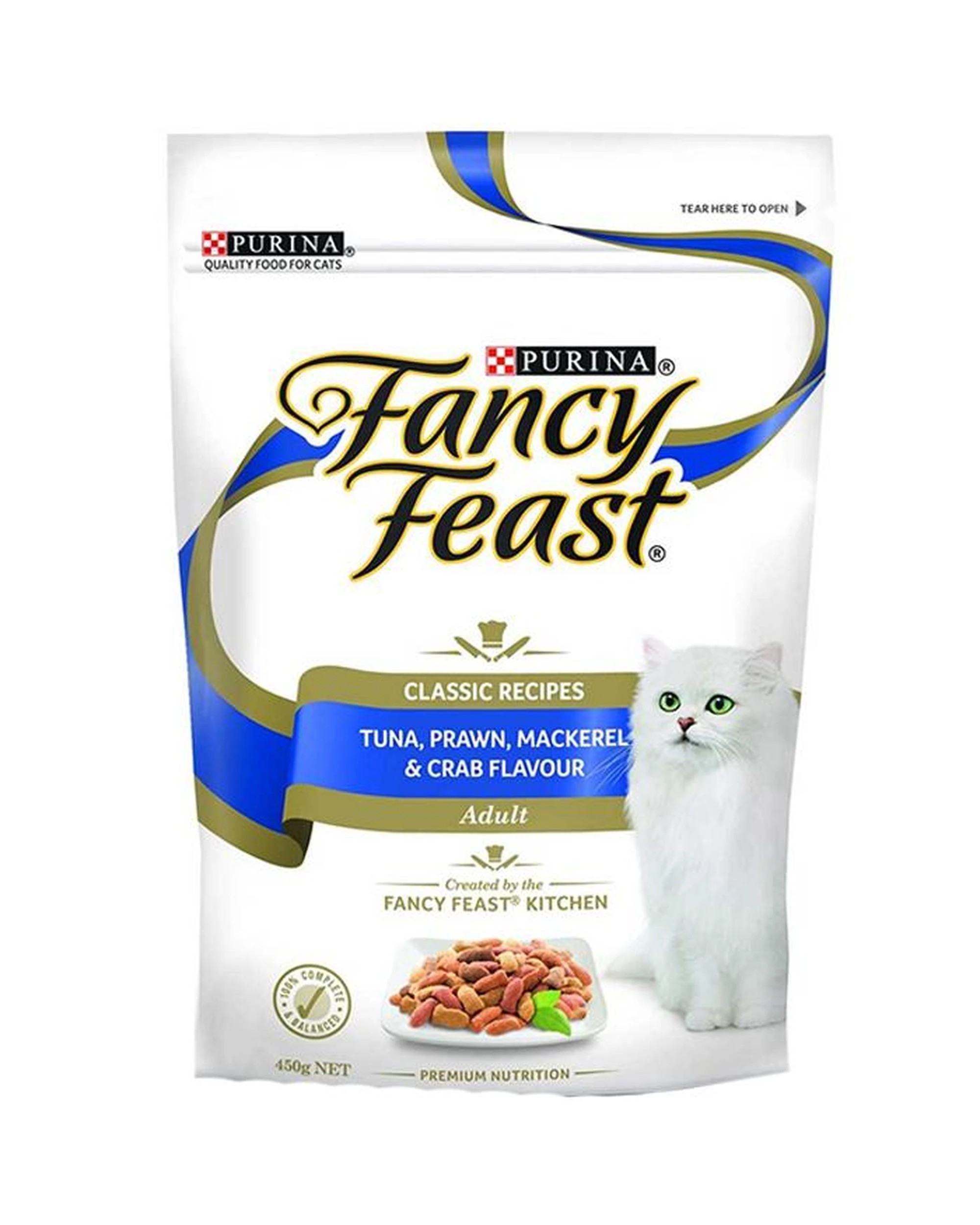 1 Fancy Feast Dry Tuna Prawn Mackerel & Crab Cat Food 450g x 4, 1 of 1