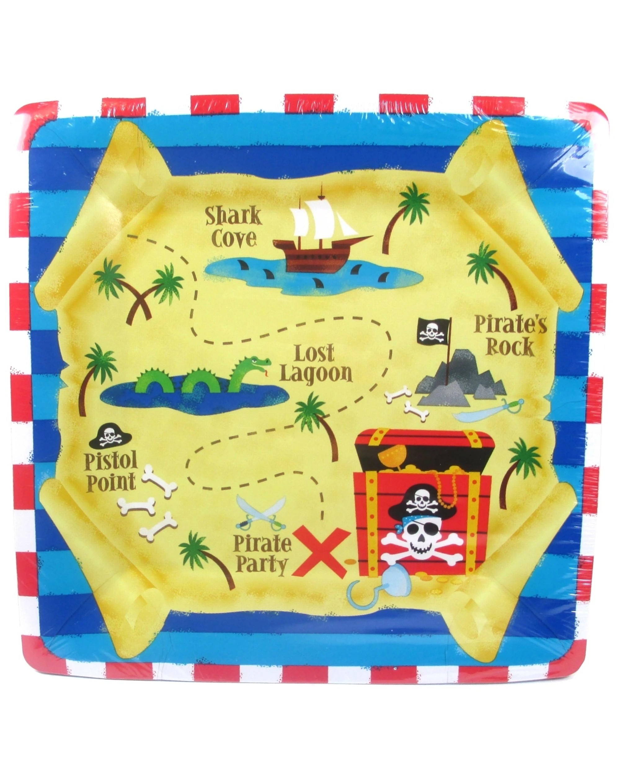 1 Anagram Pirate Treasure Large Paper Square Plates Pack of 8, 1 of 1